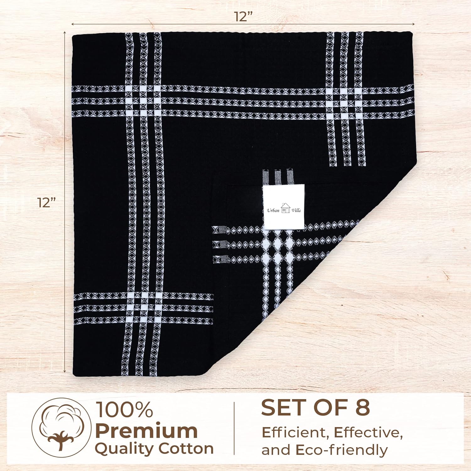 Urban Villa Cotton Dish Cloth Set of 8 12x12 Waffle Towels