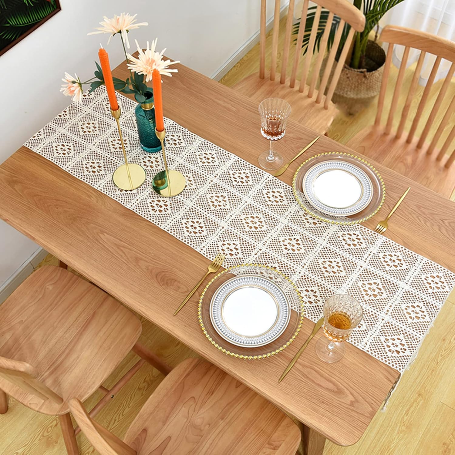 Hsvanyr Beige Table Runner for Bedroom 12x39inch Centerpieces