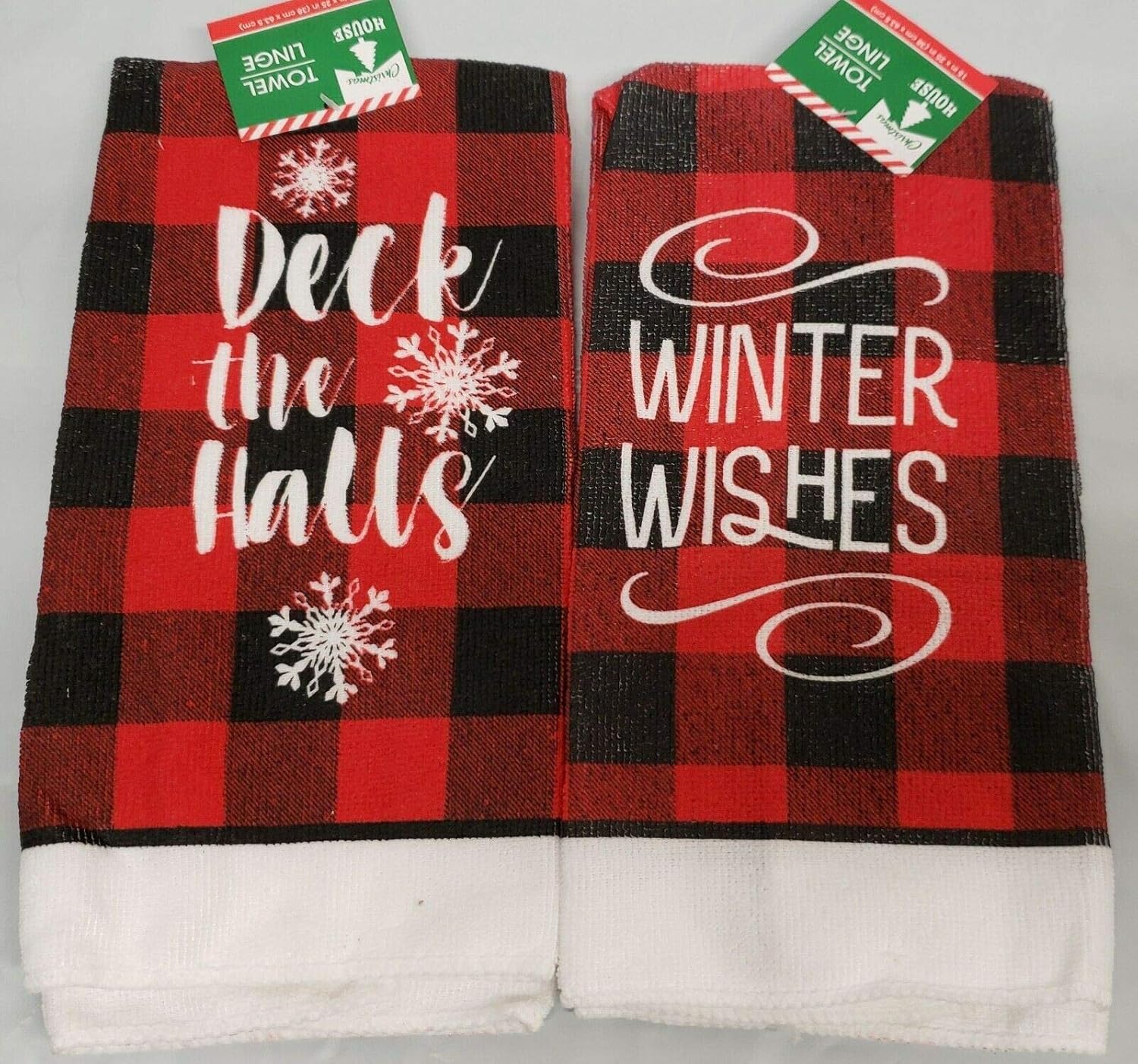 Christmas Winter Home 2 Different Printed Microfiber Towels Deck the Halls