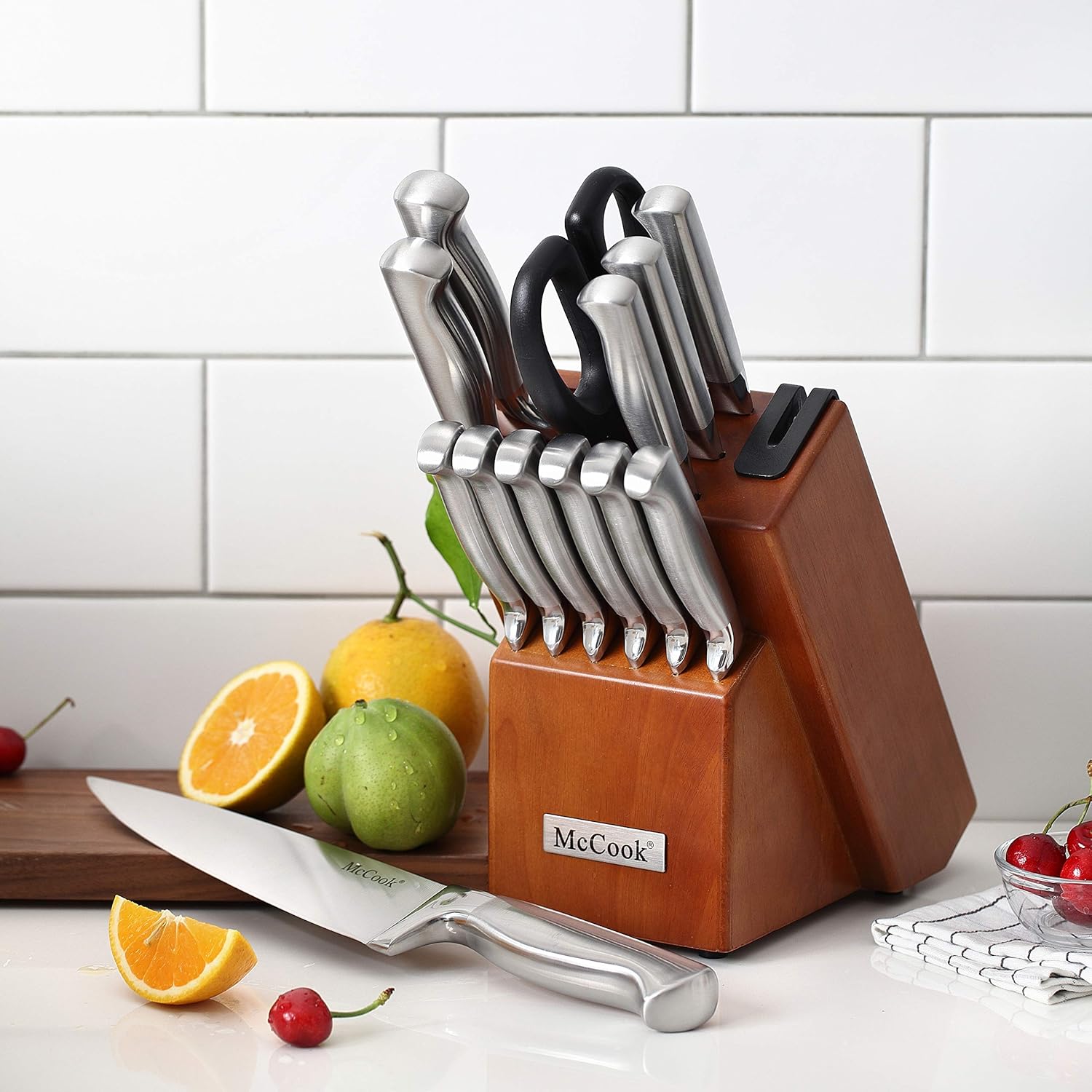 Premium German Stainless Steel Knife Set with Built-in Sharpener
