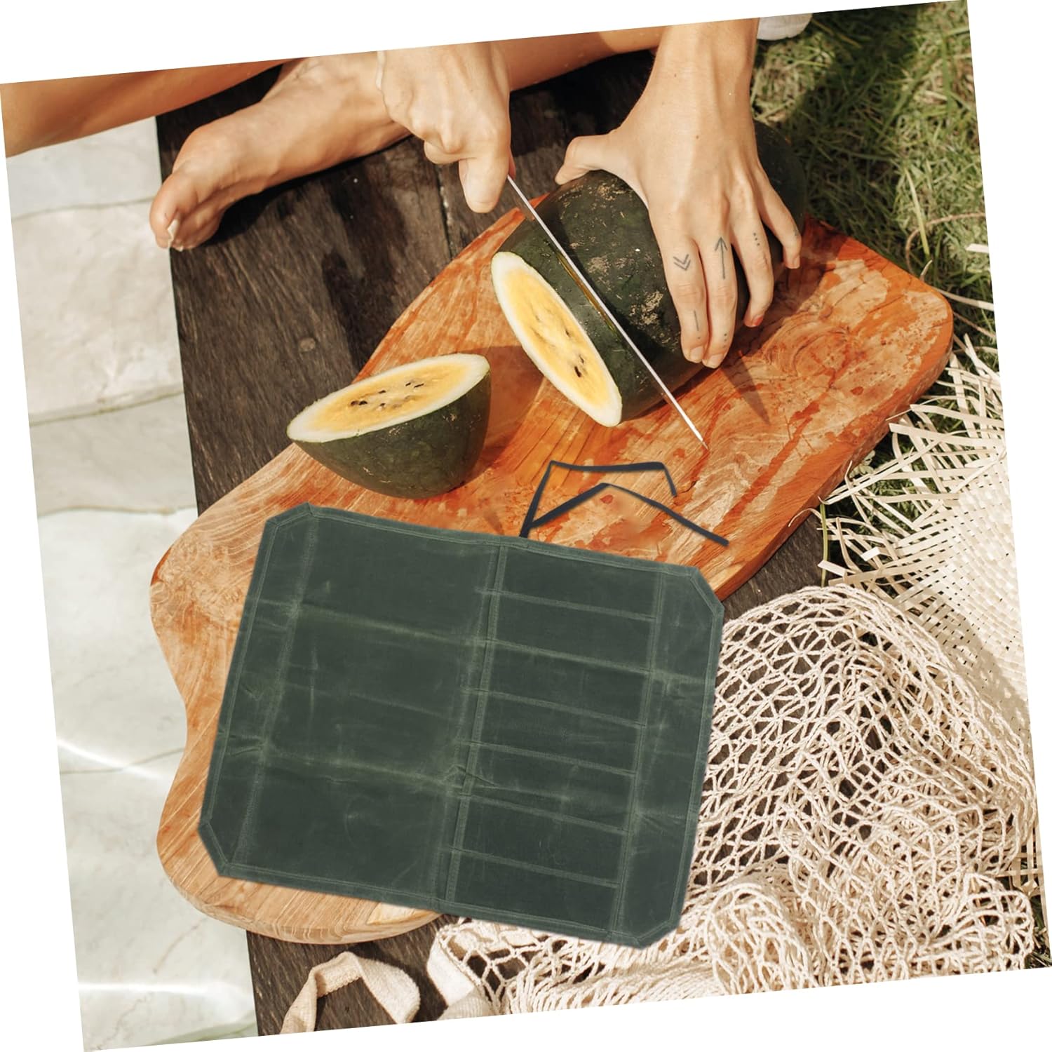 SHOWERORO Waxed Canvas Roll Tool Bag for Professional Chefs Kitchen Experts