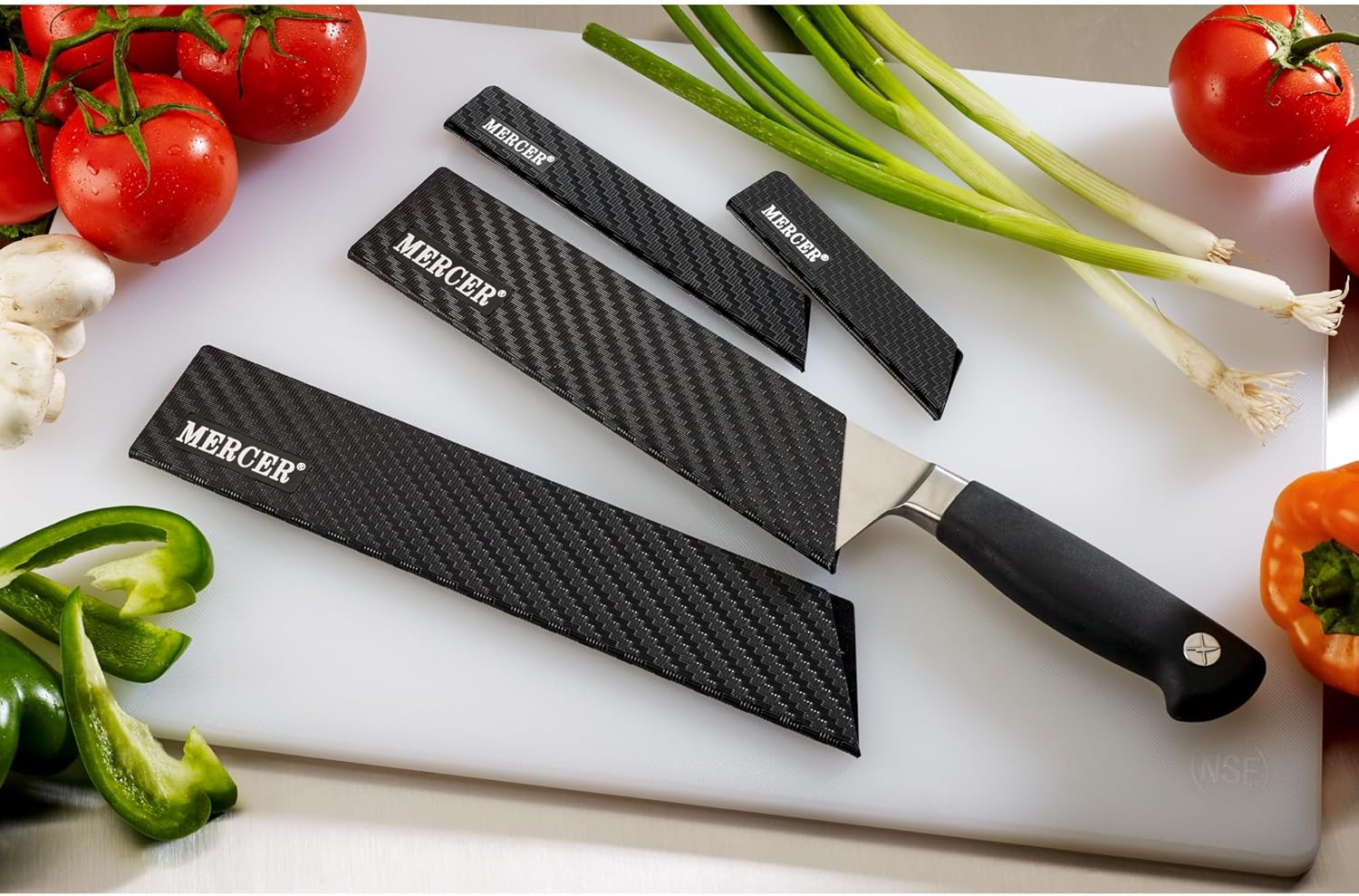 4-Piece Mercer Knives Guard Set Black Felt Lined