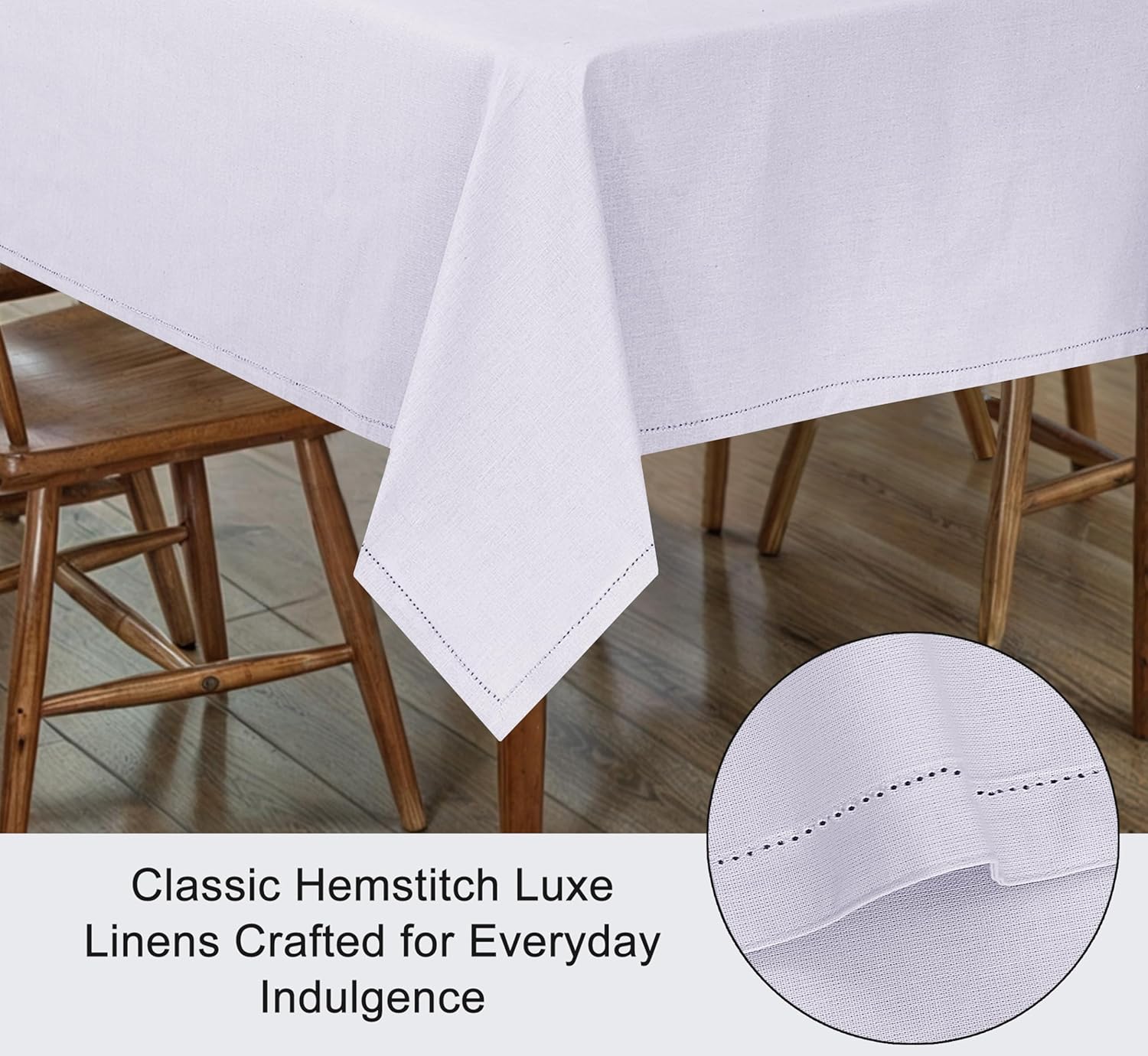 RUVANTI 84x60 Premium Linen Tablecloth Machine Washable Lavender Grey