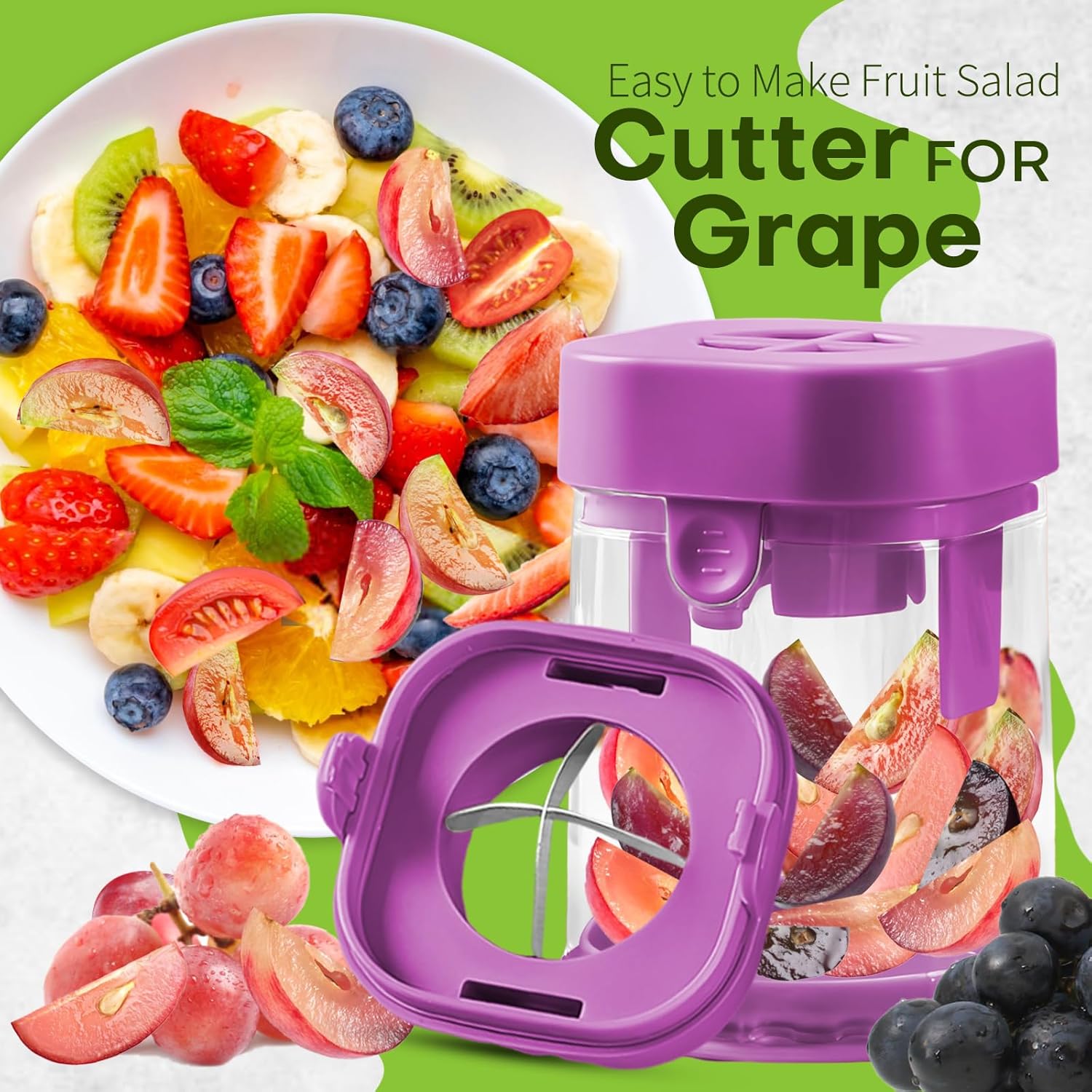 Stainless Steel Small Fruit Vegetable Cutter with Detachable Blade for Kids Purple