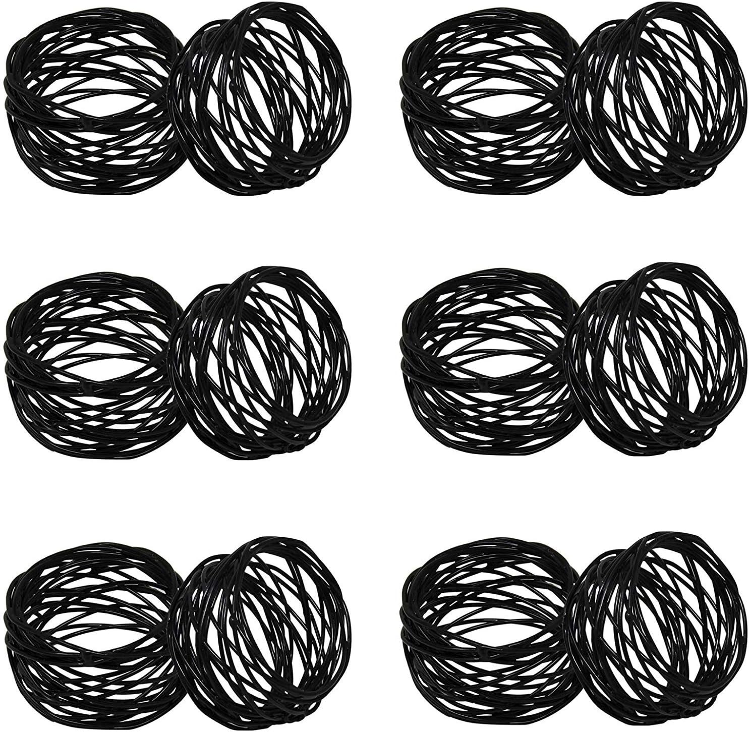 Object Handmade Napkin Rings 12-Piece Set for Parties Weddings Black 12