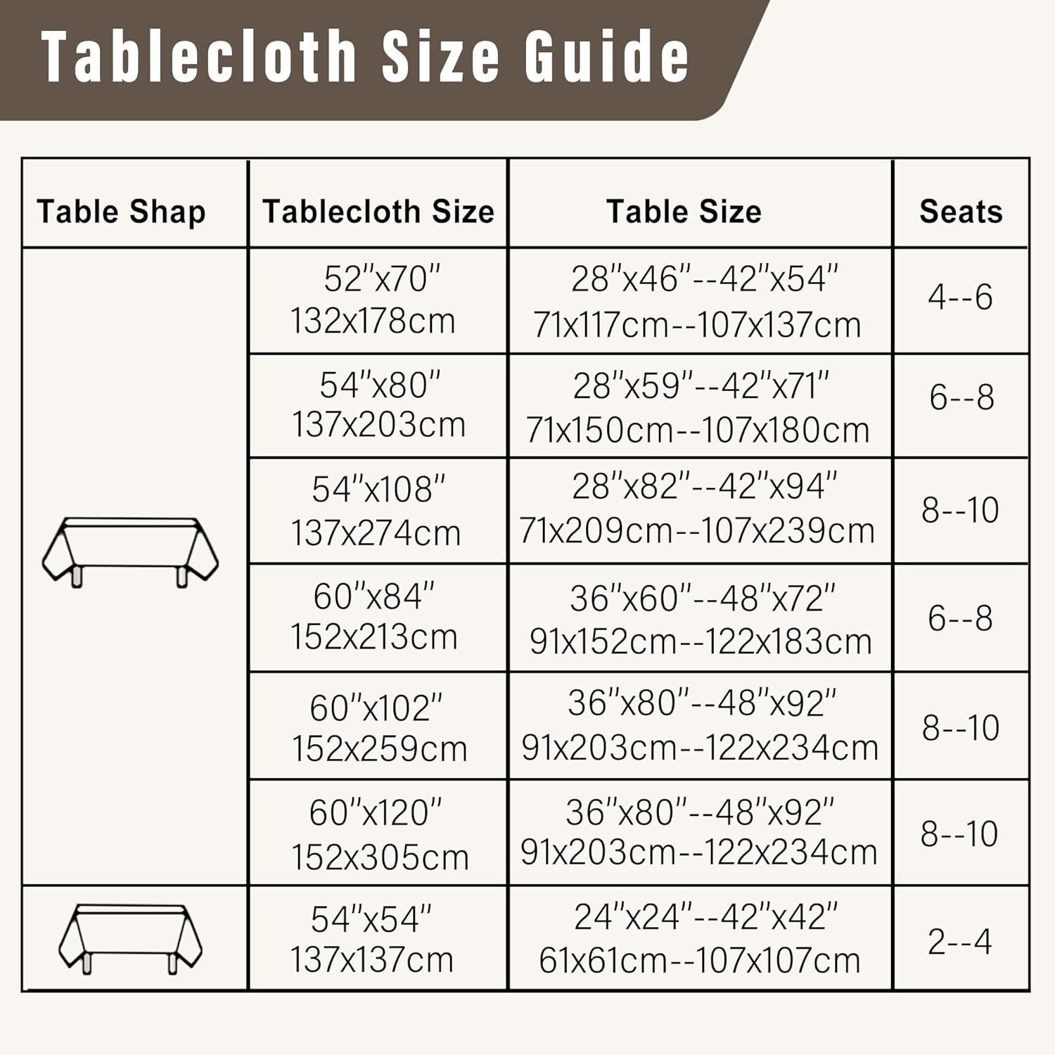 Easy to Care Durable Rectangle Tablecloth for Kitchen Dining