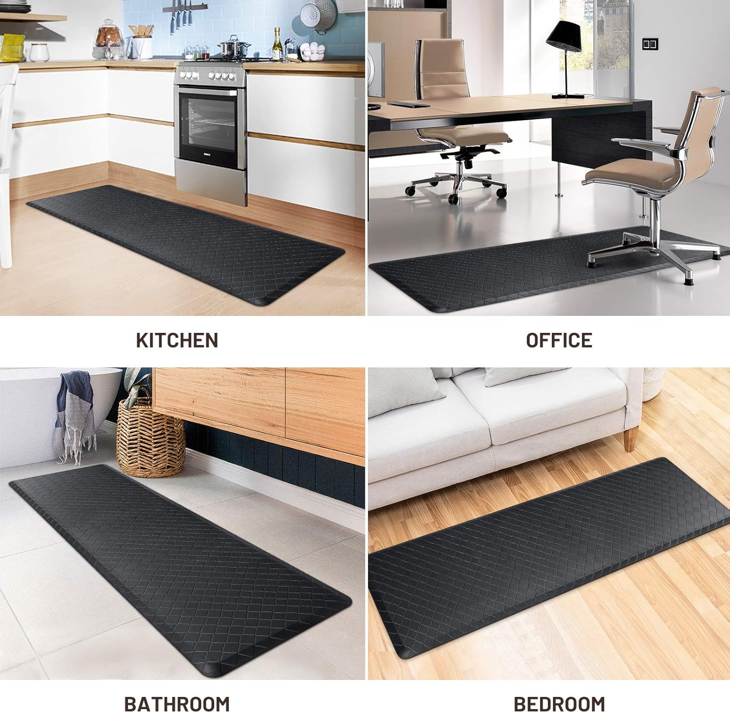 HappyTrends Anti-Fatigue Kitchen Mat Waterproof 173x60 Ergonomic