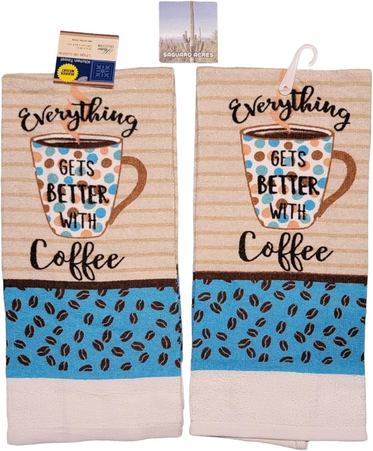 Hand Towel Set 2 Pack with Saguaro Acres Magnet 1