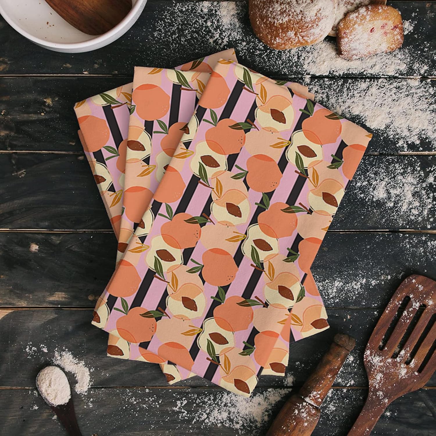 ZOE GARDEN - Peach Stripes Absorbent Kitchen Towels