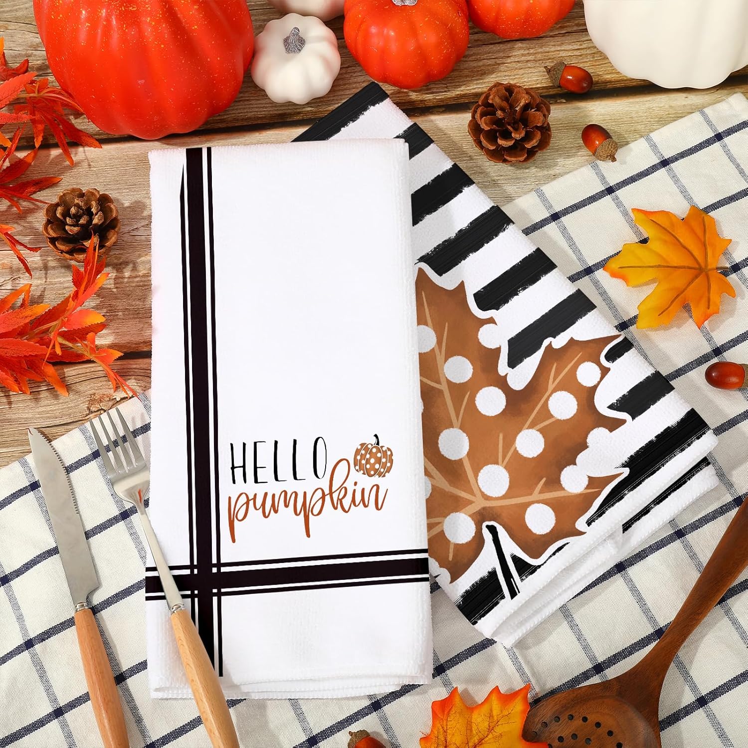 AnyDesign Fall Kitchen Dish Towels 4Pcs