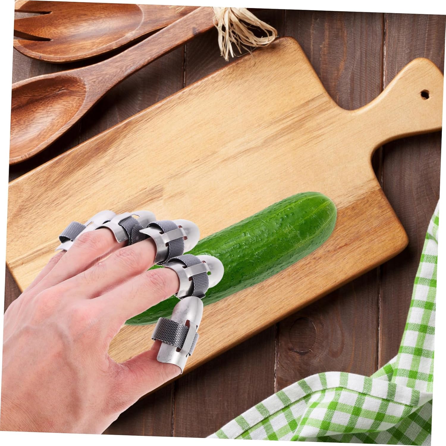 Stainless Steel Finger Protectors 5-Piece Set for Cutting and Slicing
