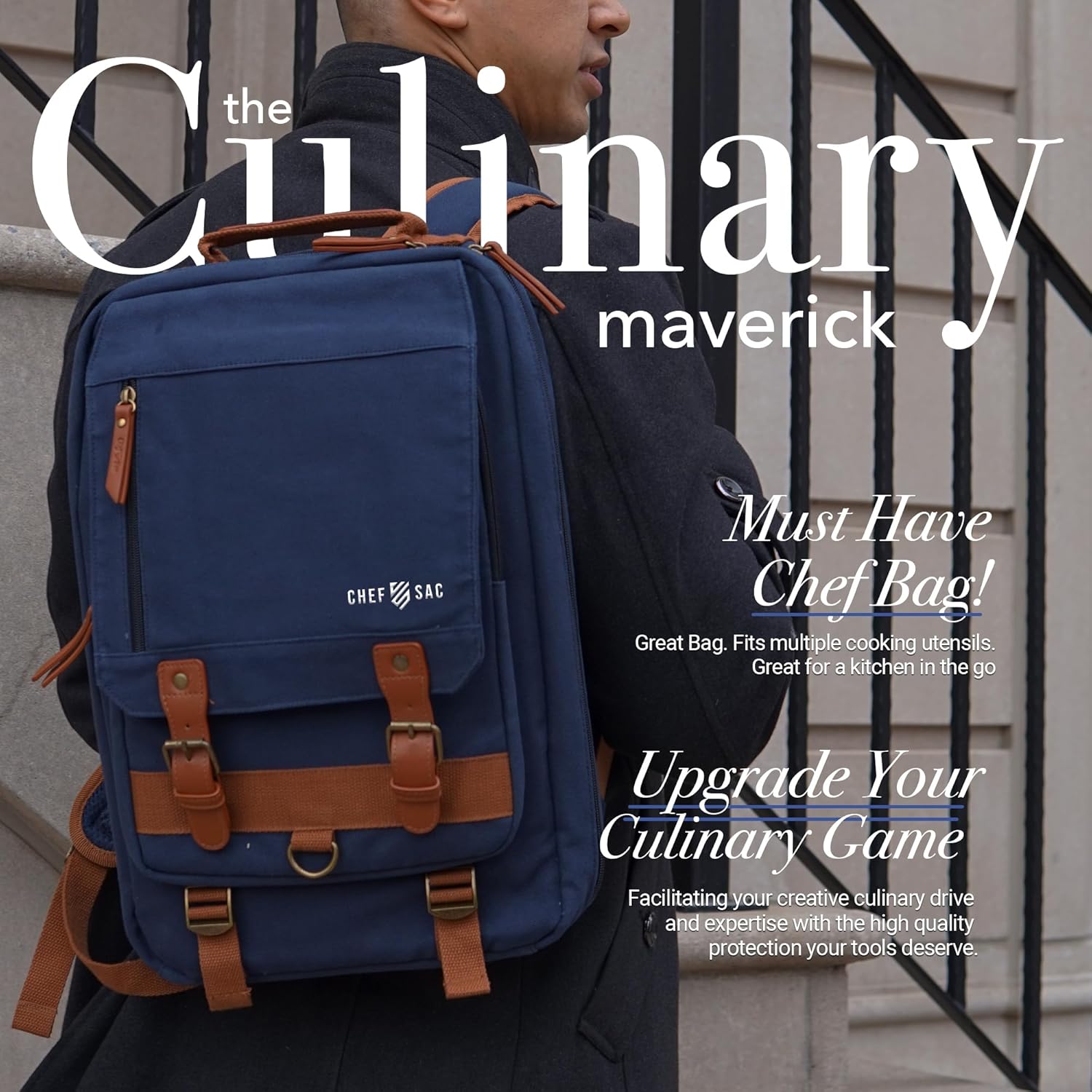 Retro Chef Backpack with 20 Slots for Knives Tools
