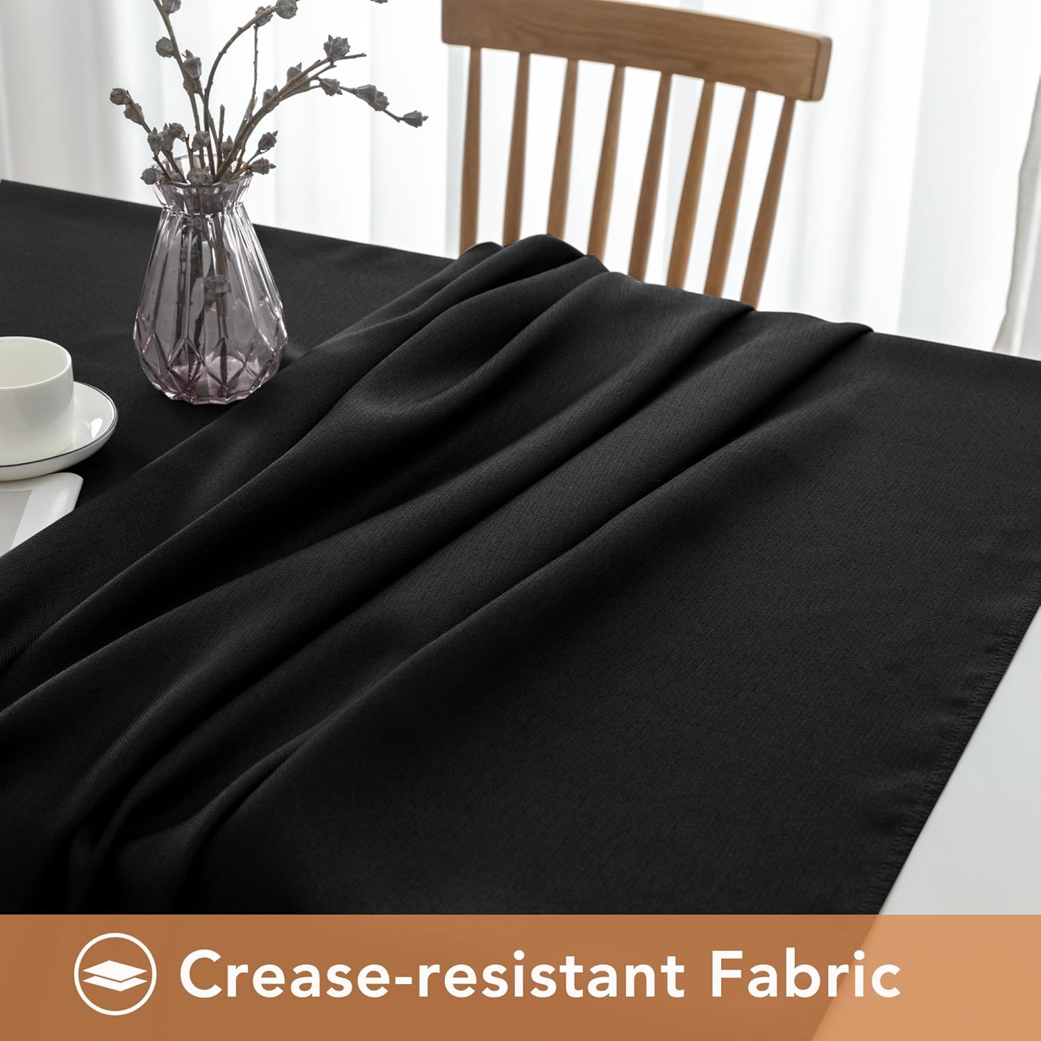 BIFENBI Premium Tablecloth for Parties - 60x84 Inch Black Textured
