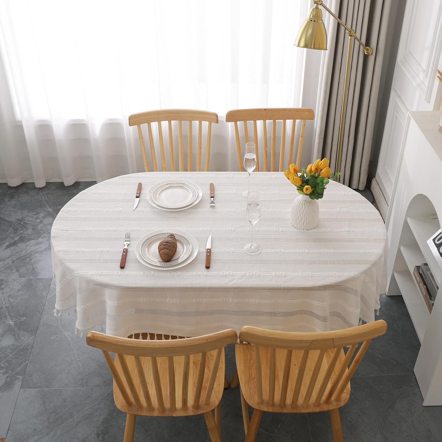 Gernaice Rustic Stripe Tablecloth - Elegant Design for Dining