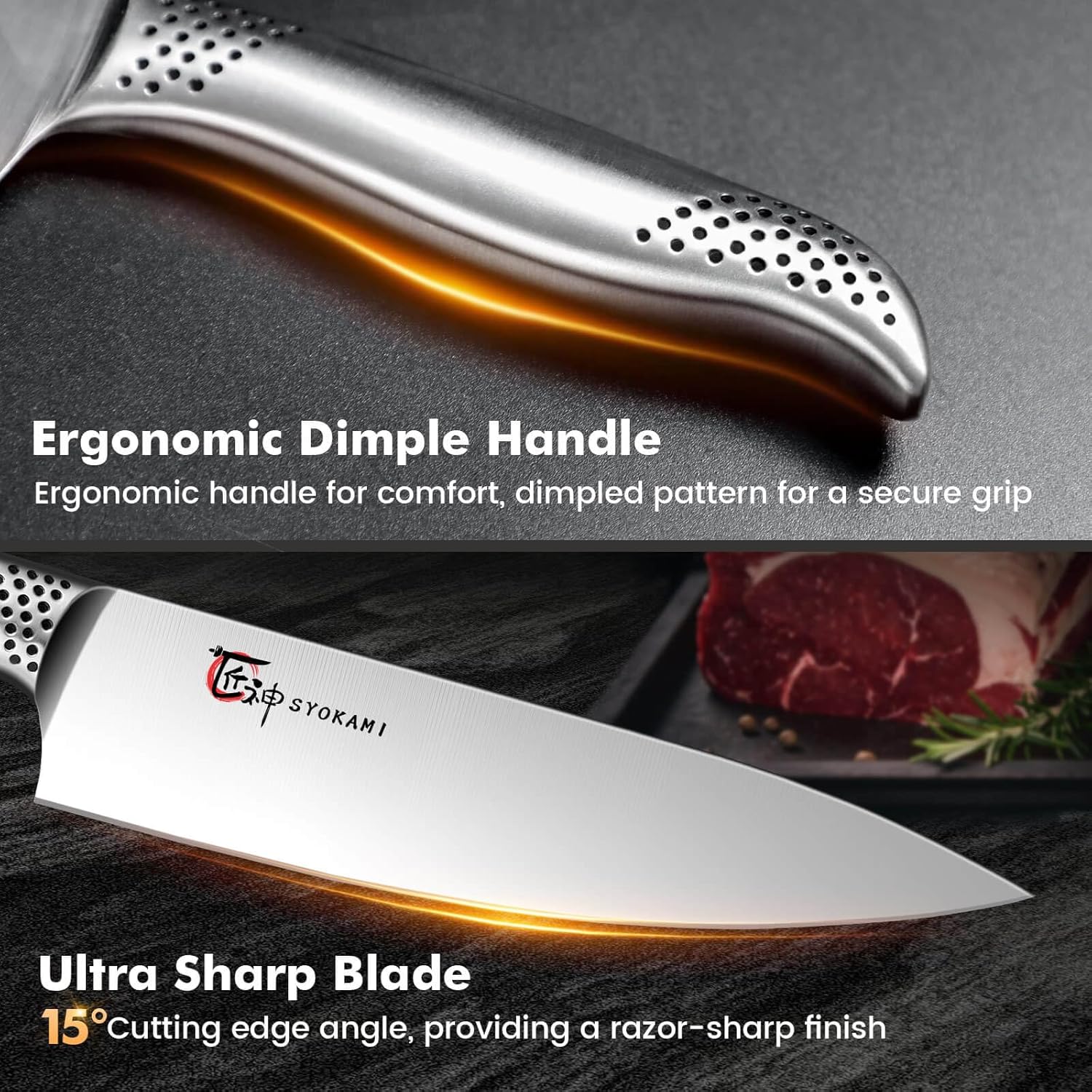 14-Piece Ergonomic Japanese-Style Knives Set with Magnetic Block