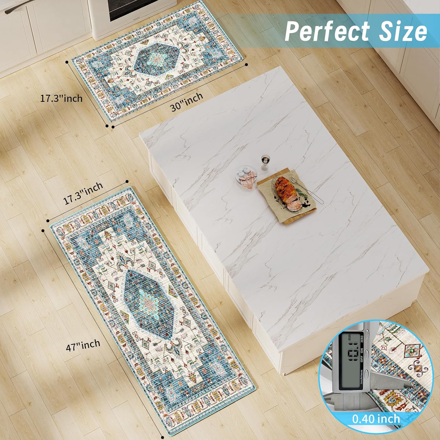 HappyTrends Boho Kitchen Mat Non-Slip Water-Resistant