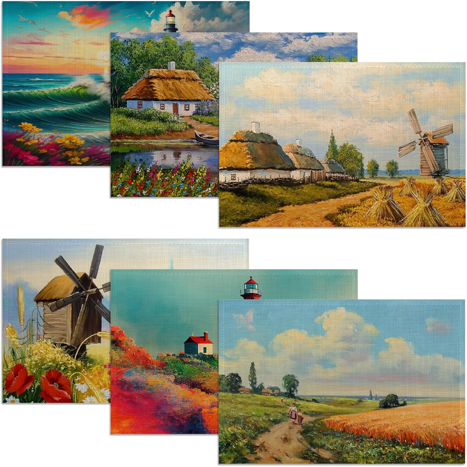 ZIHONSE Oil Painting Placemats Set of 6