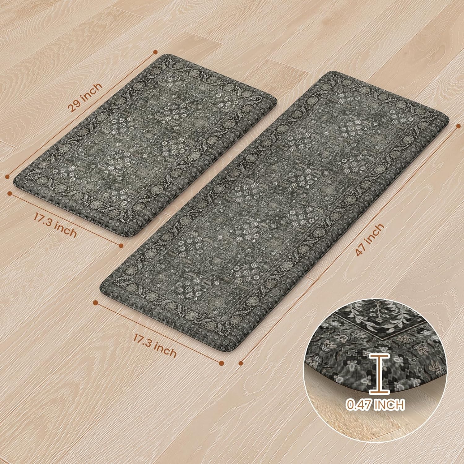 2-Piece Anti-Fatigue Kitchen Rugs Set