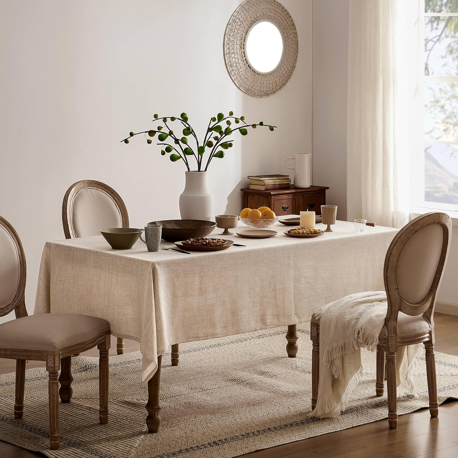 Muted Color Linen TableclothFarmhouse Style