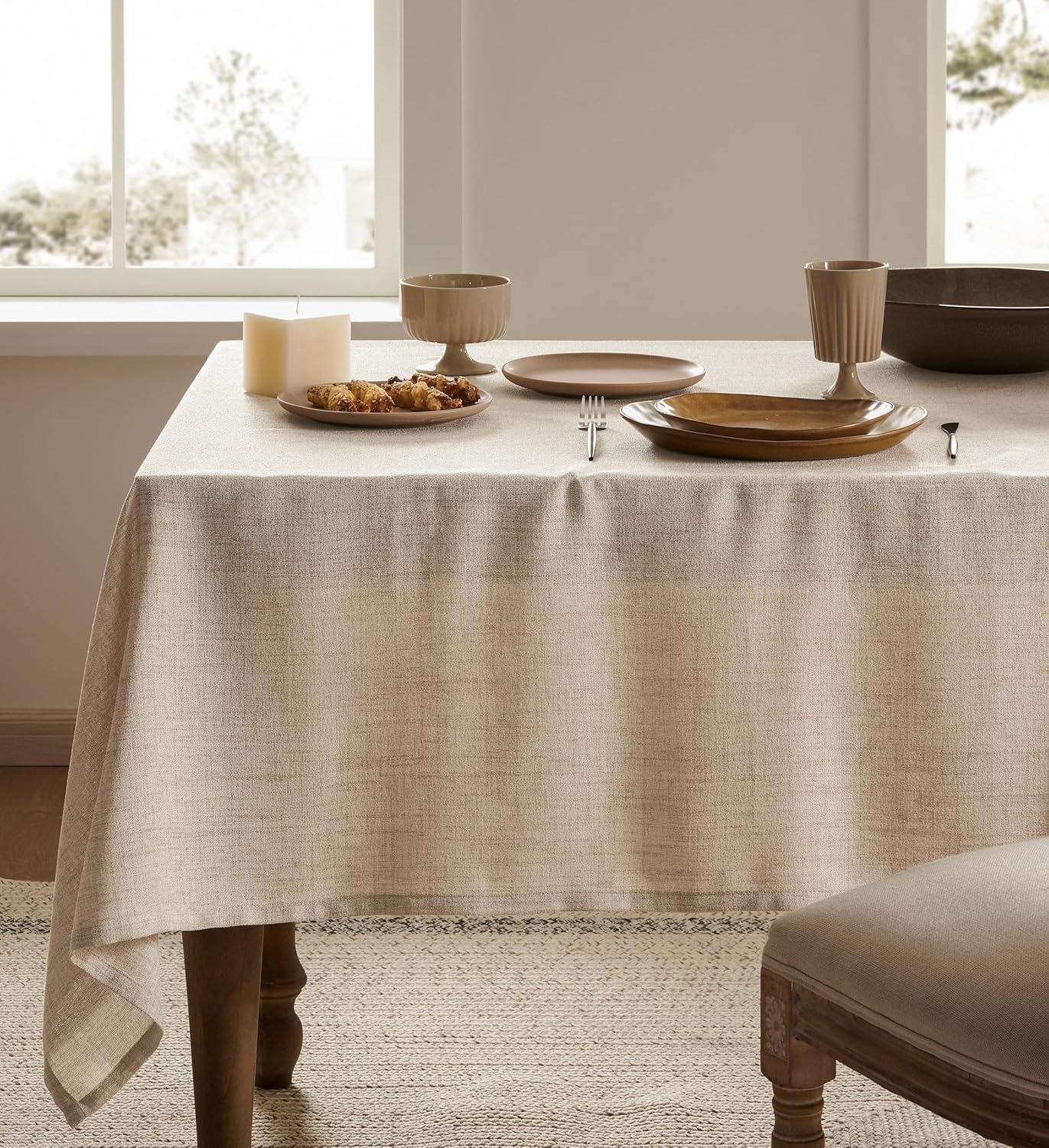 Muted Color Linen TableclothFarmhouse Style