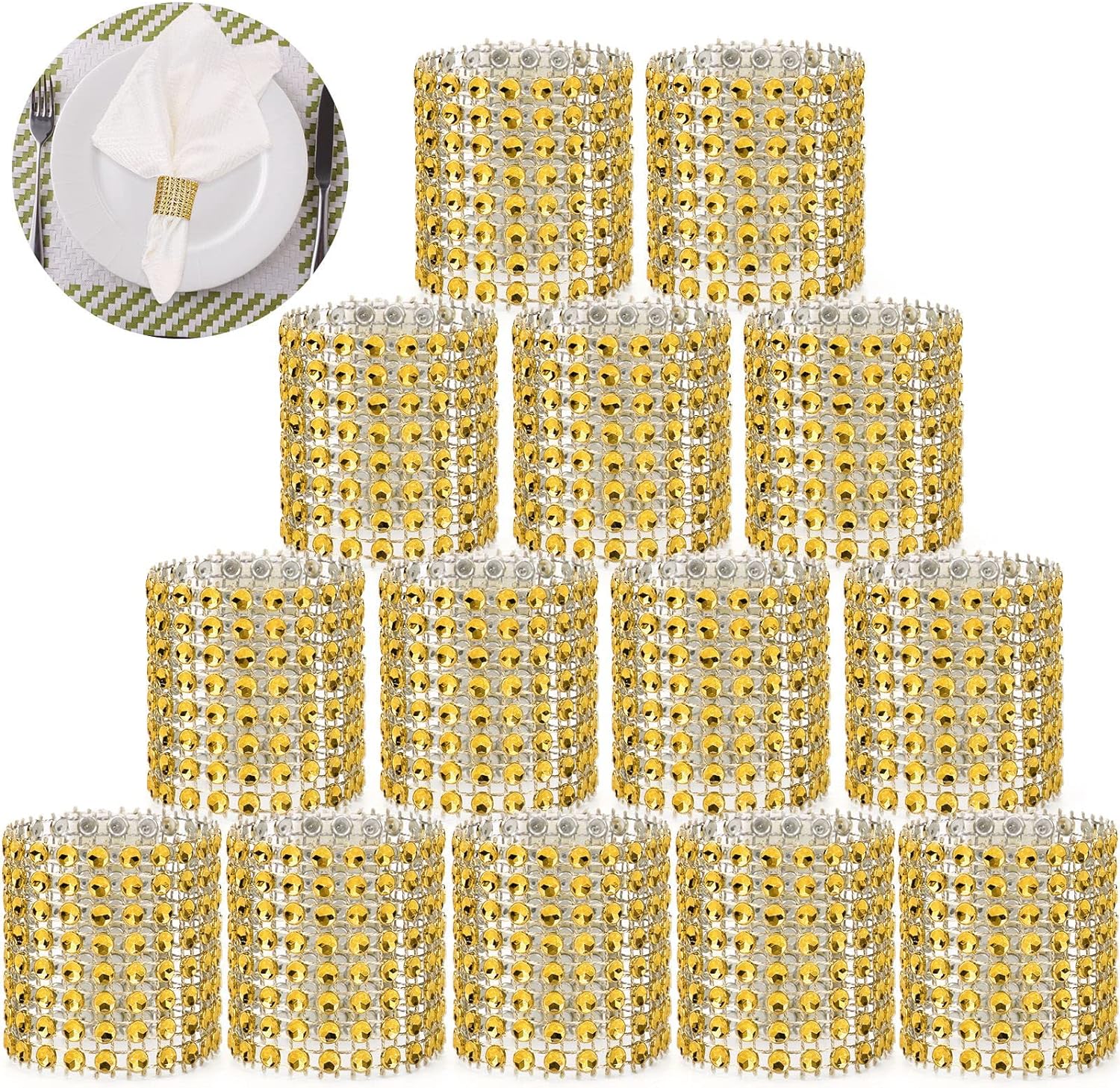 Bling Napkin Rings Set of 150 Rhinestone Gold Napkin Holder