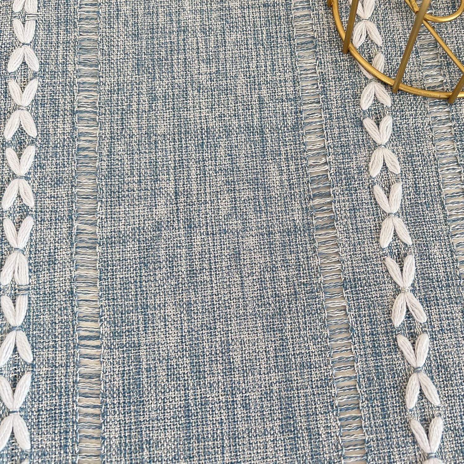 Rustic Linen Tablecloth with Tassels for Kitchen Dining Rooms