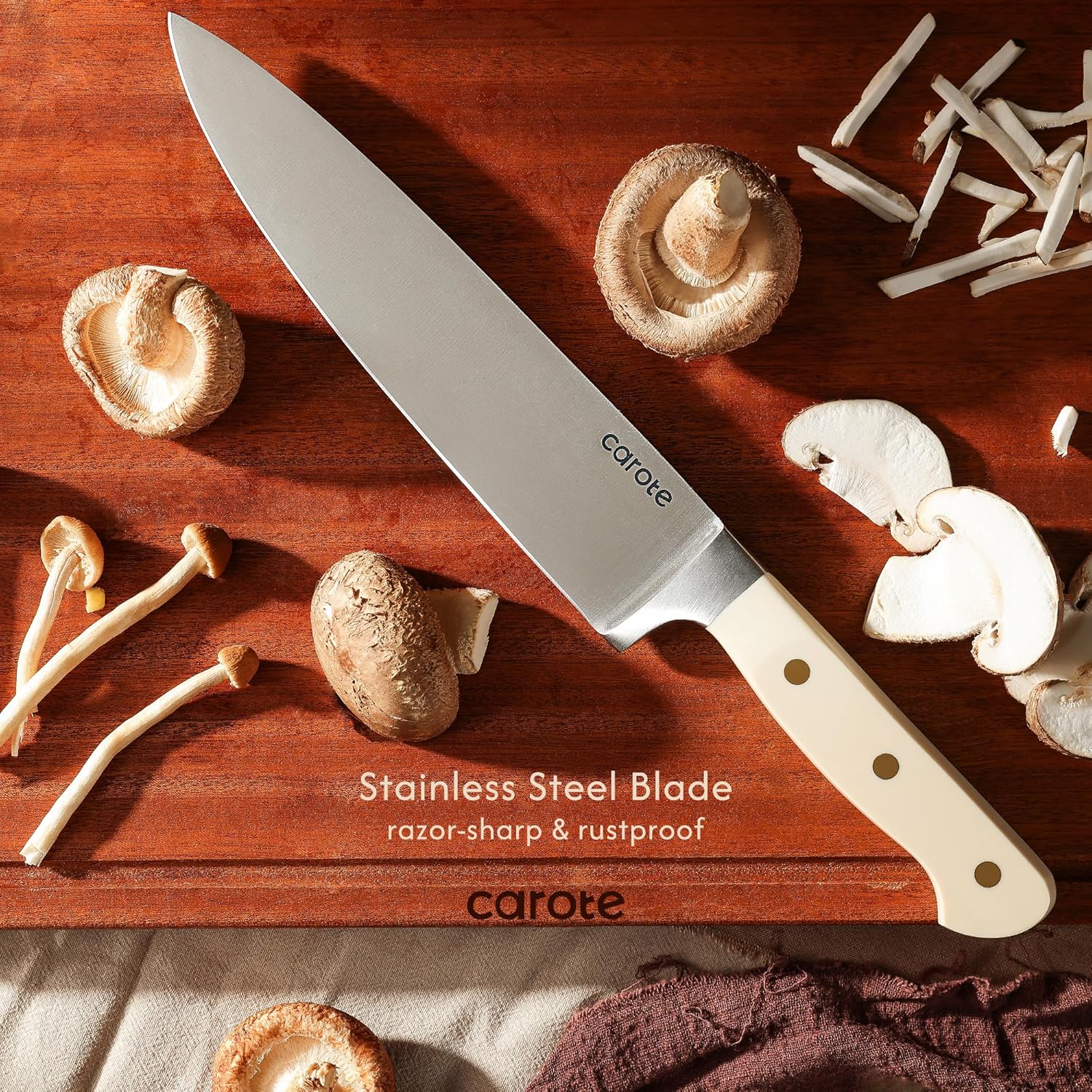 CAROTE 11PCS Knife Set with Block for Kitchen