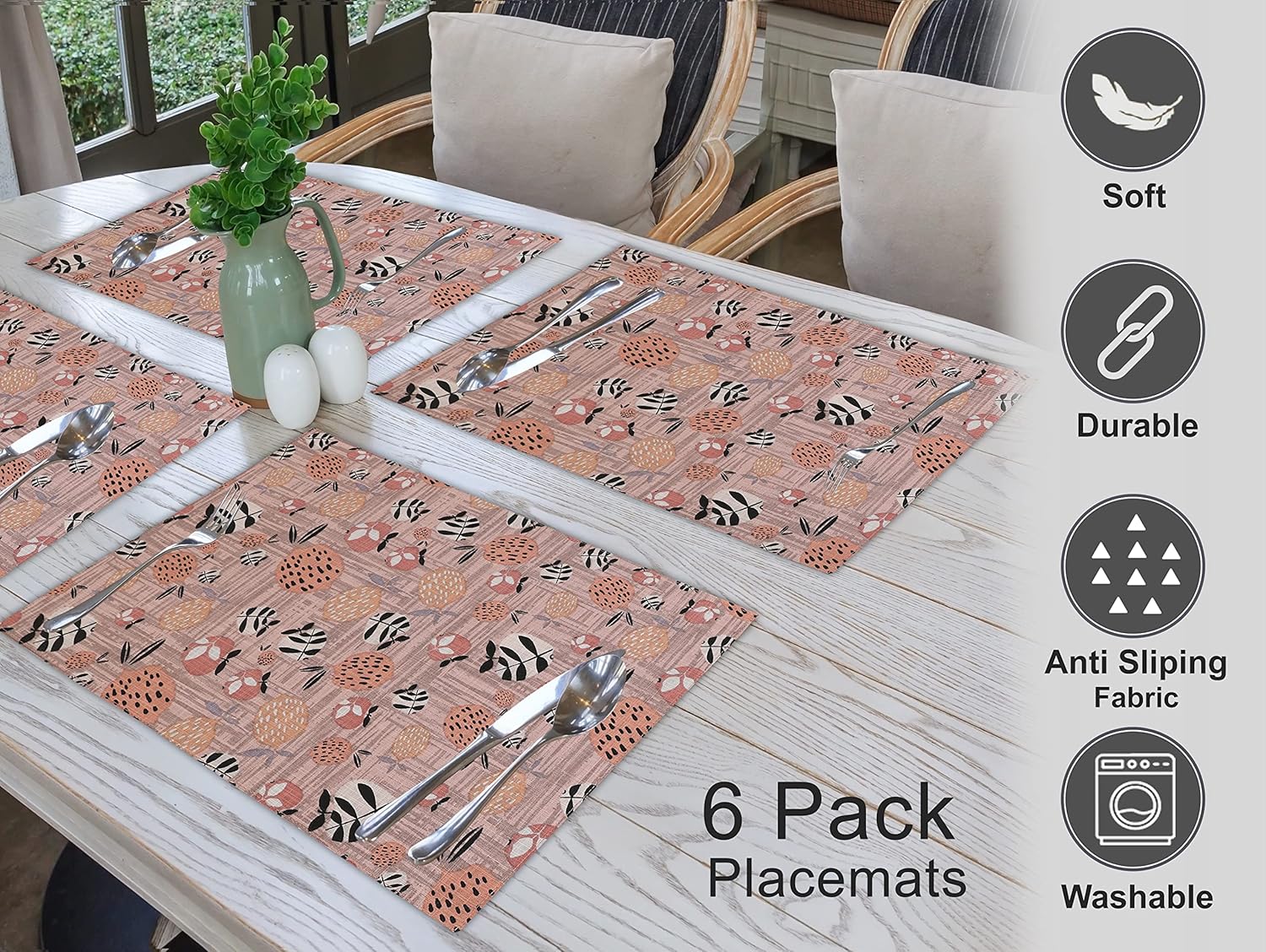RUVANTI Modern 100 Cotton Placement Mat Set for Dining Tables 100 cotton