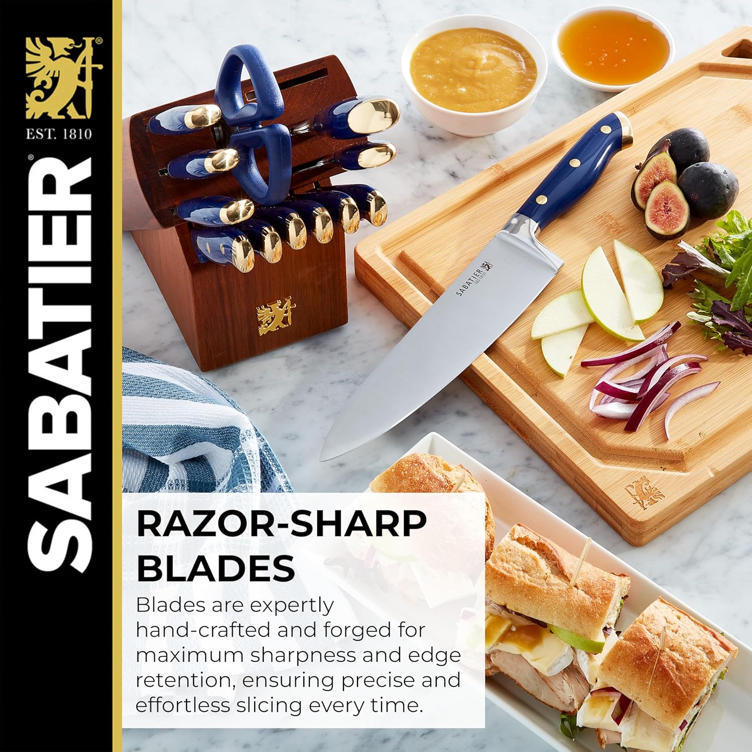 Sabatier 14-Piece Forged knives set with Acacia block