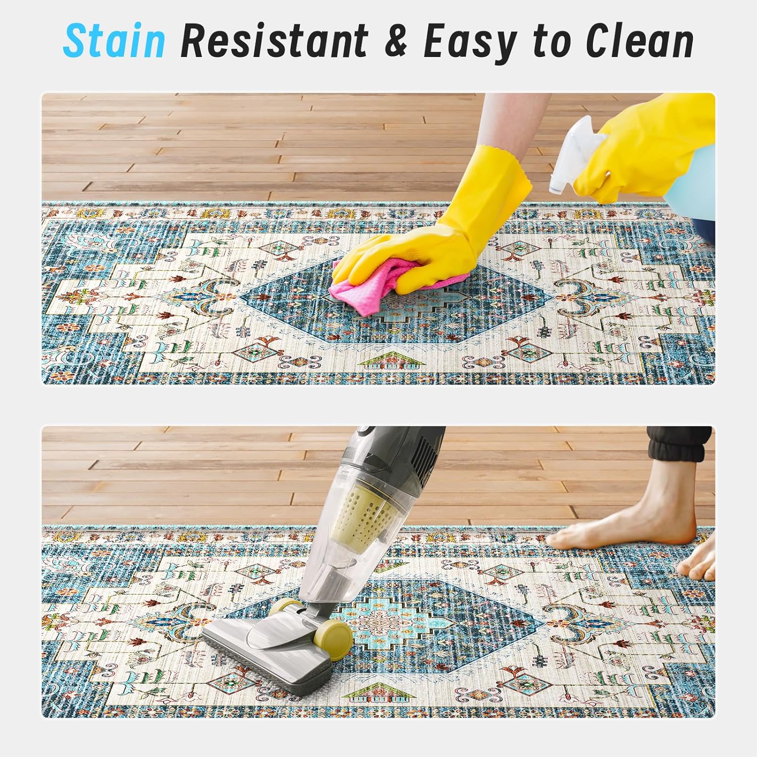 HappyTrends Boho Kitchen Mat Non-Slip Water-Resistant