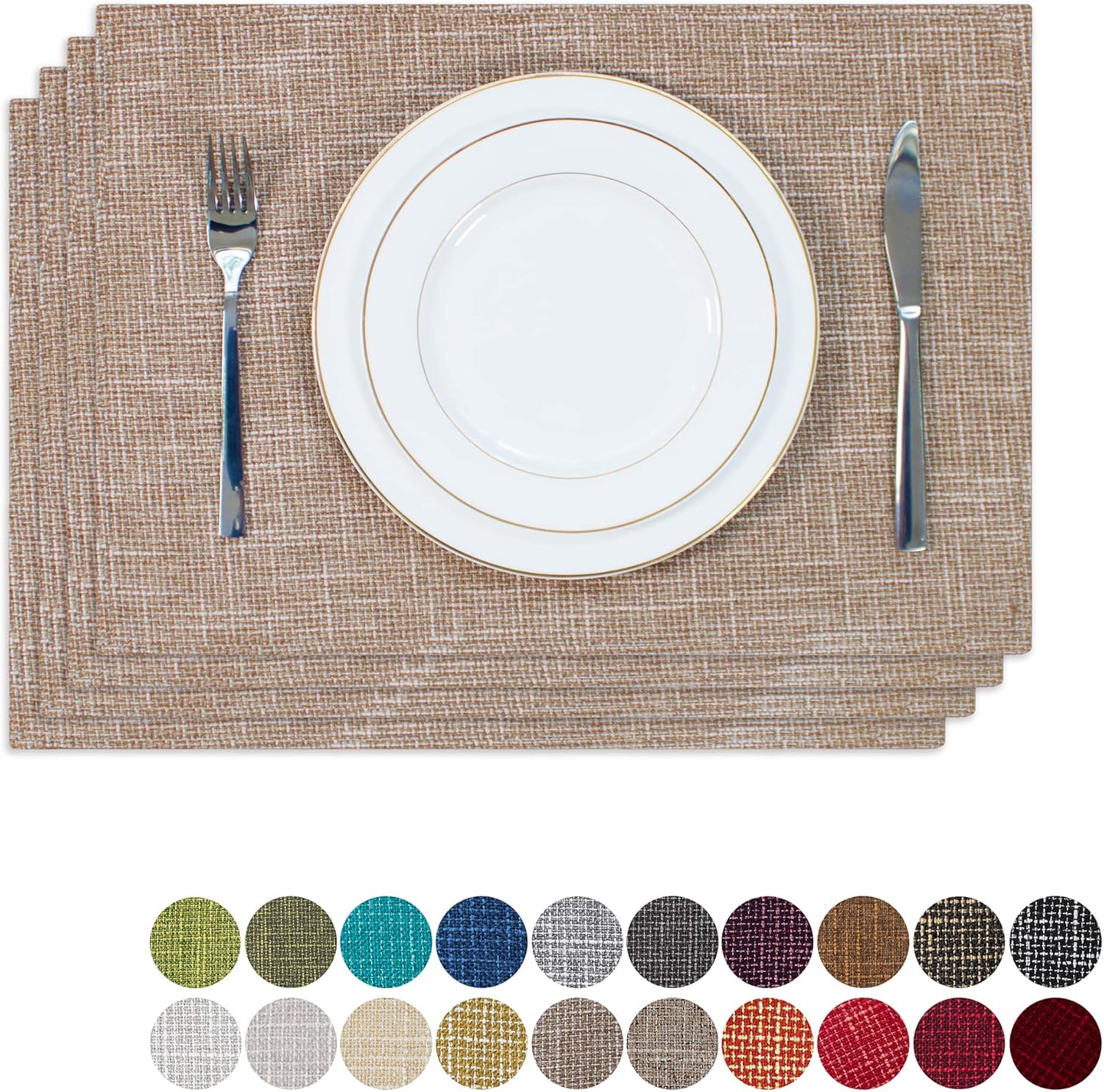 Natural Linen Kitchen Place Mats Heat Resistant