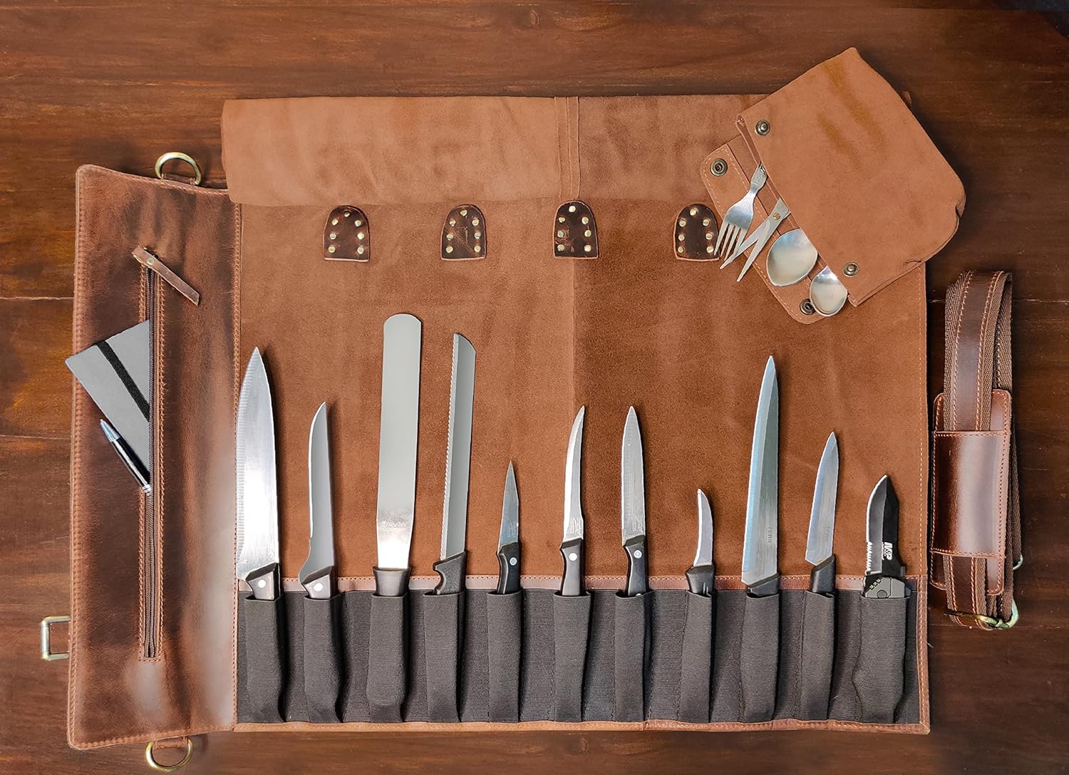 Rustic Town Chef Knives Roll All Purpose Full Grain Leather