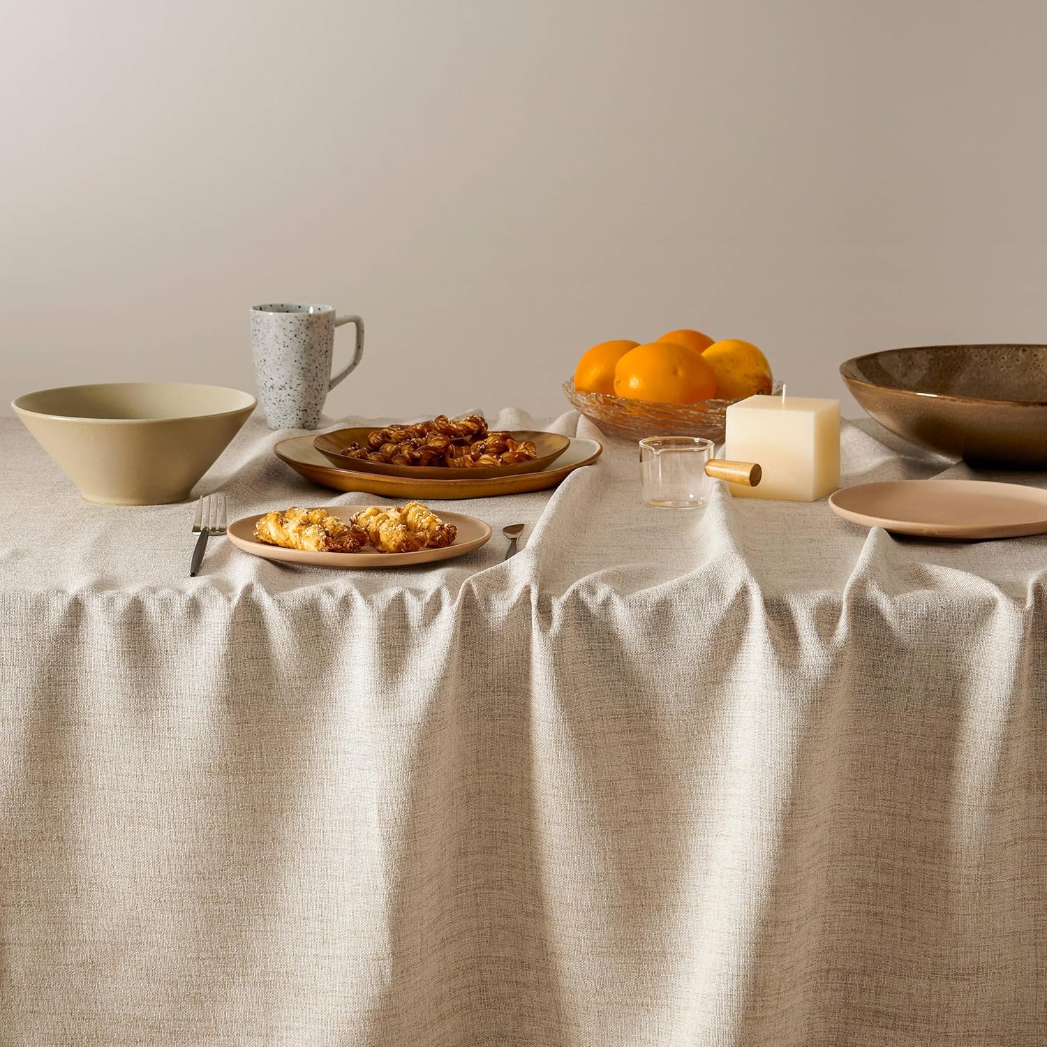 Muted Color Linen TableclothFarmhouse Style