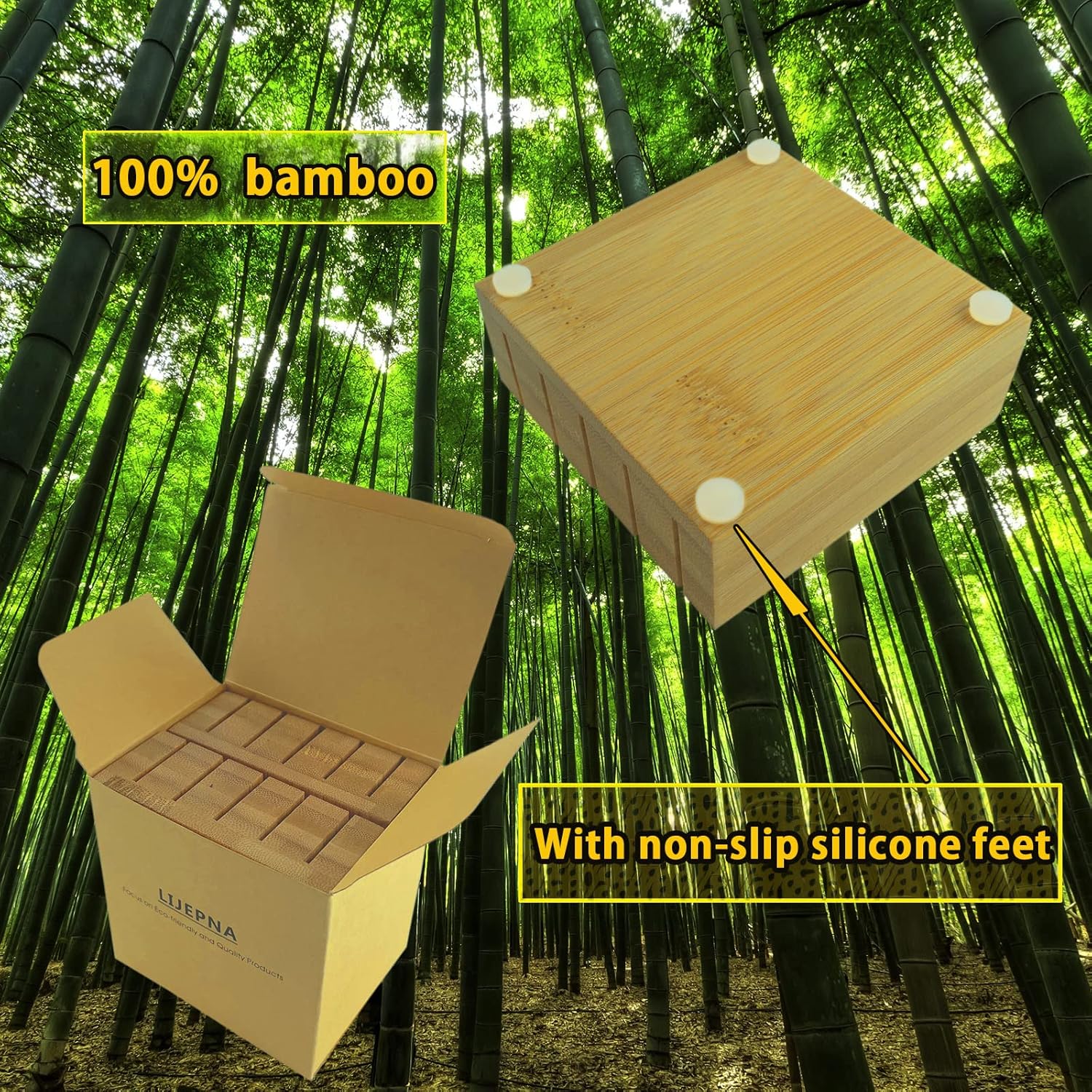 LIJEPNA Bamboo Knives Block Organizer - Holds 10 Knives