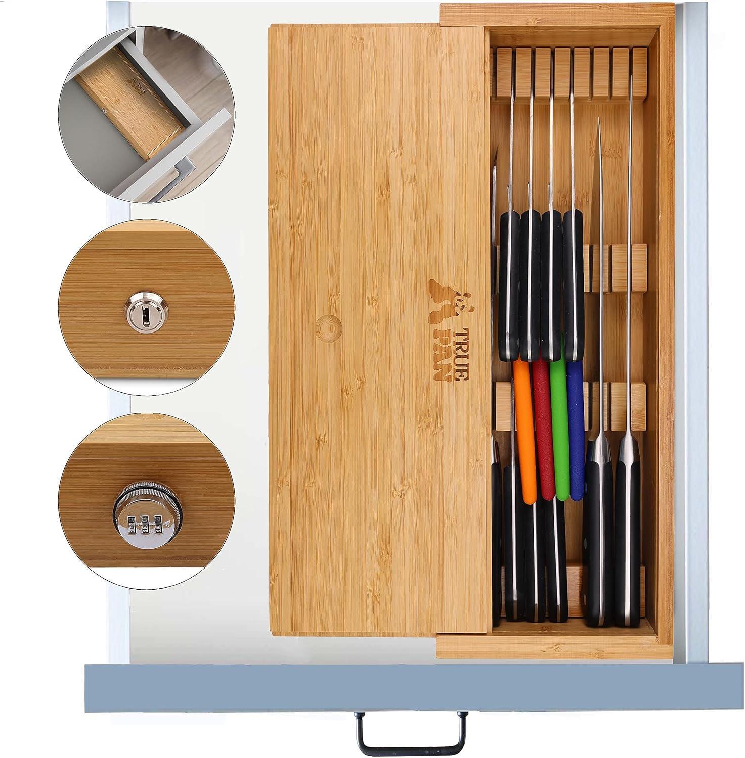 TrueBlueBamboo Bamboo-Friendly Multi-Knive Organizer Holder