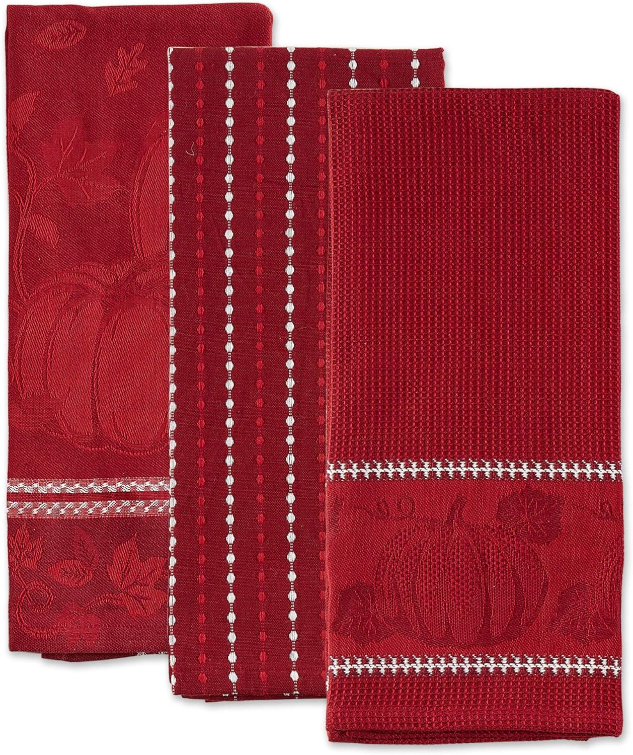 DII Fall Harvest Redwood Dishtowel Set 18x28 3 Piece