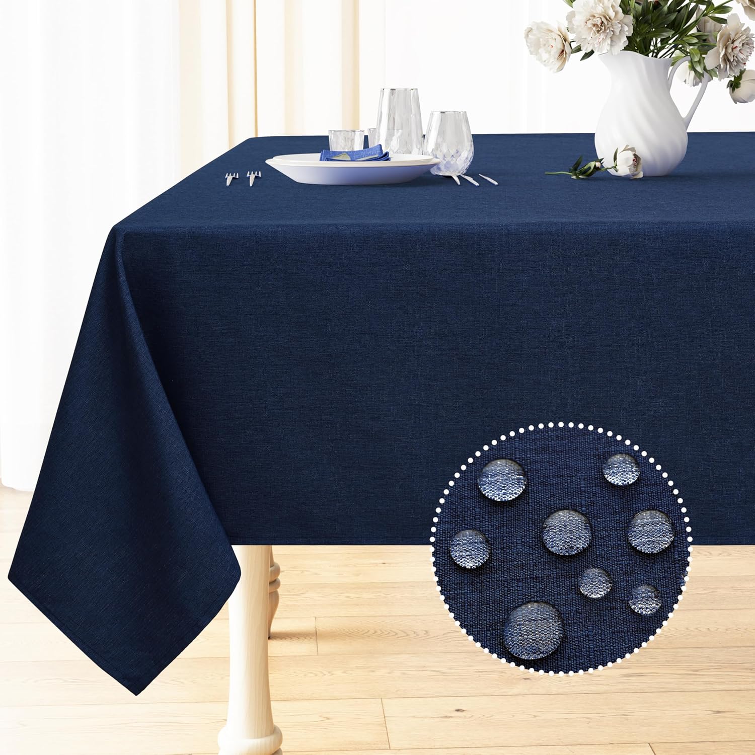 Smiry Water Repellent Tablecloth 52x70-inch Navy