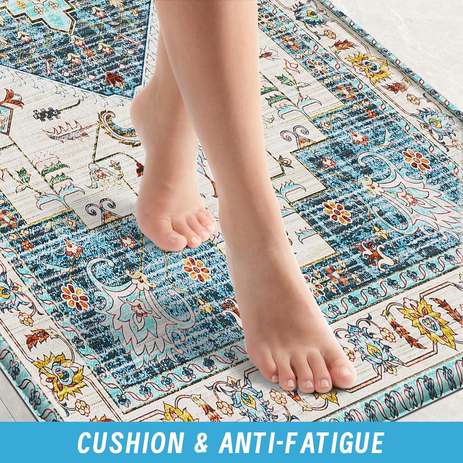 HappyTrends Boho Kitchen Mat Non-Slip Water-Resistant