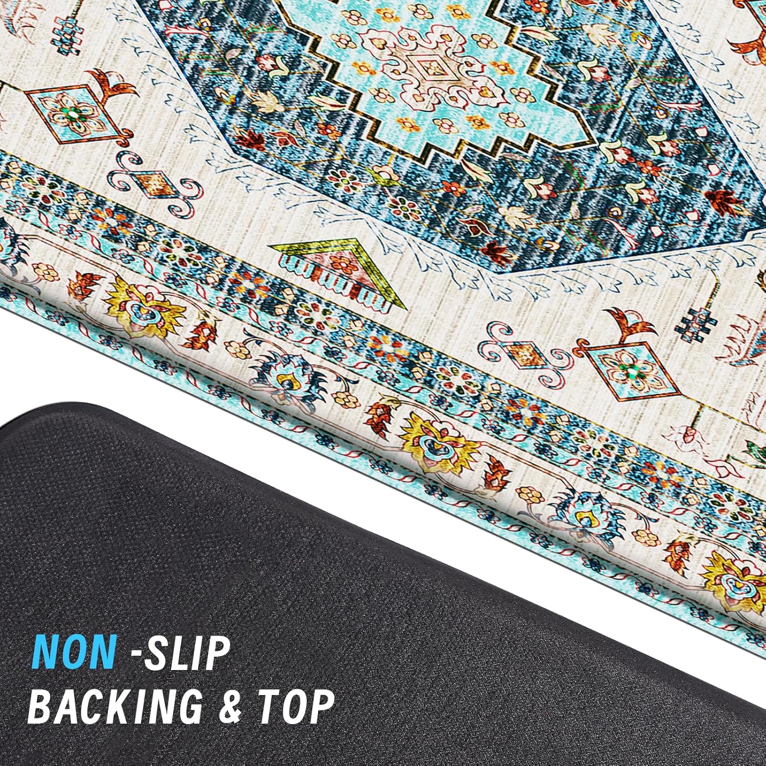 HappyTrends Boho Kitchen Mat Non-Slip Water-Resistant