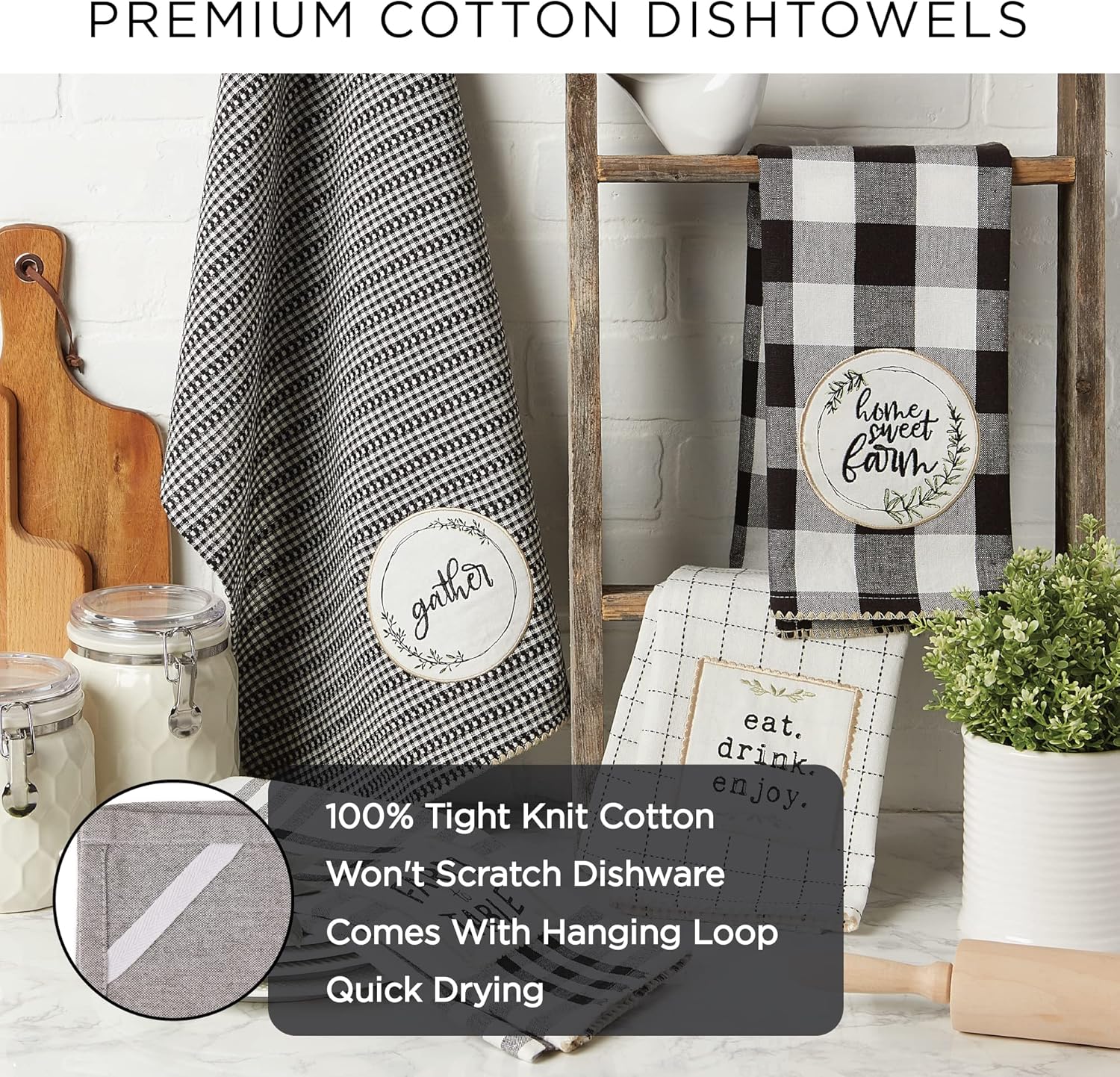 100 Cotton Oversized Holiday Dish Towels 18x28