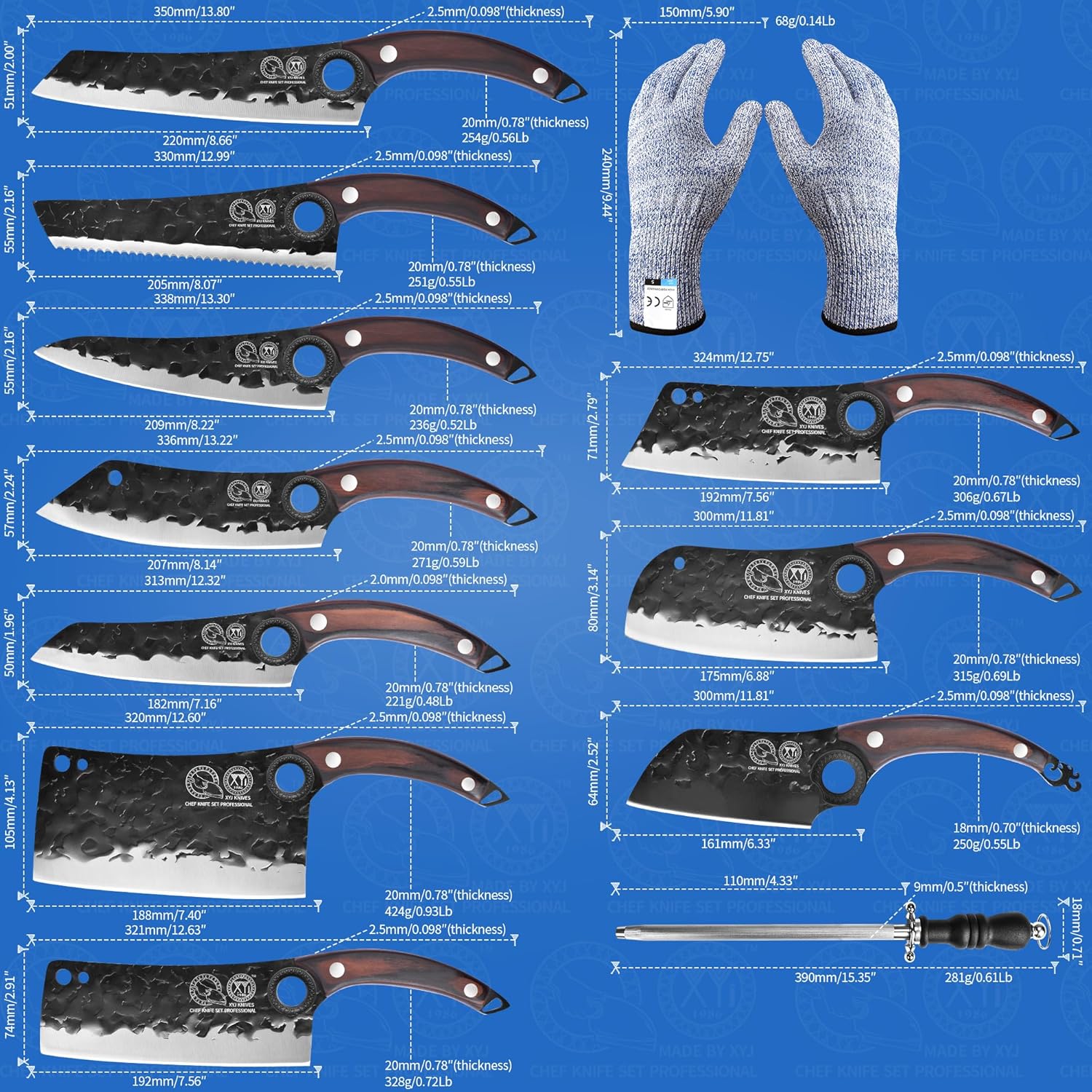 XYJ Professional Knife SetEnergy-Blade Design for All-Task Kitchen Performance