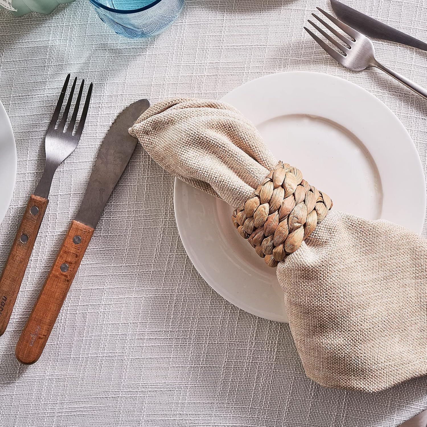 Handmade Rustic Water Hyacinth Napkin Rings Set of 12
