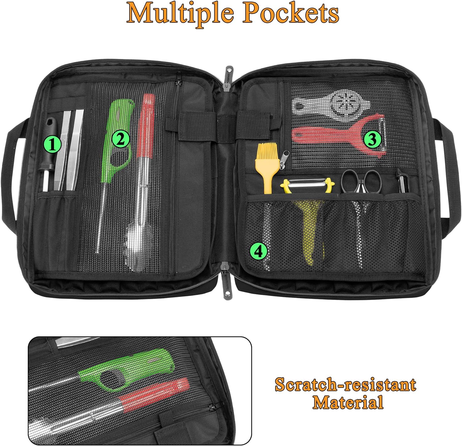 Samdew Chef Knife Bag with 20 Slots and Lockhole 1