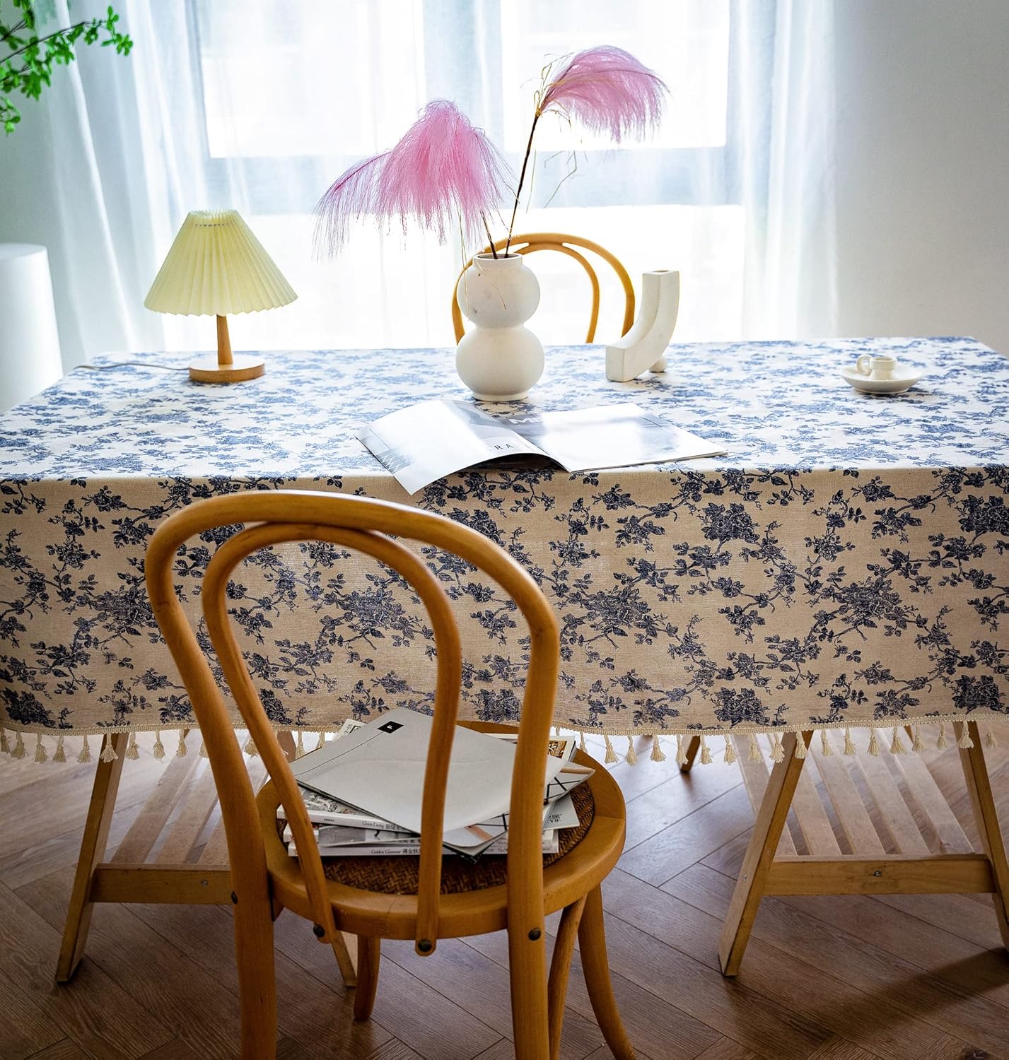 French Rose Tassel Tablecloth 55x102 inches Coordinate Your Kitchen Dining Kennedy Collection