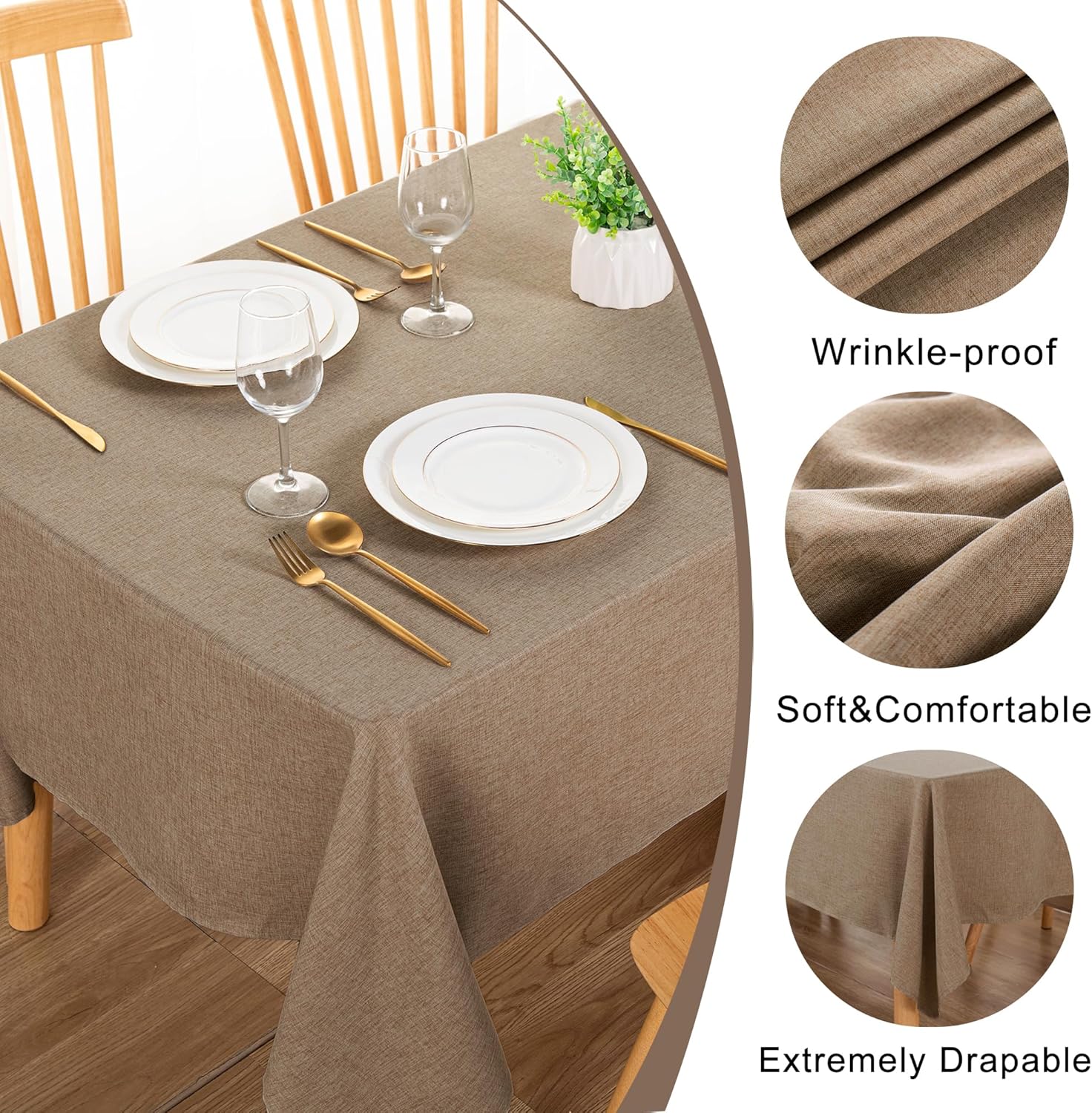 Easy to Care Durable Rectangle Tablecloth for Kitchen Dining