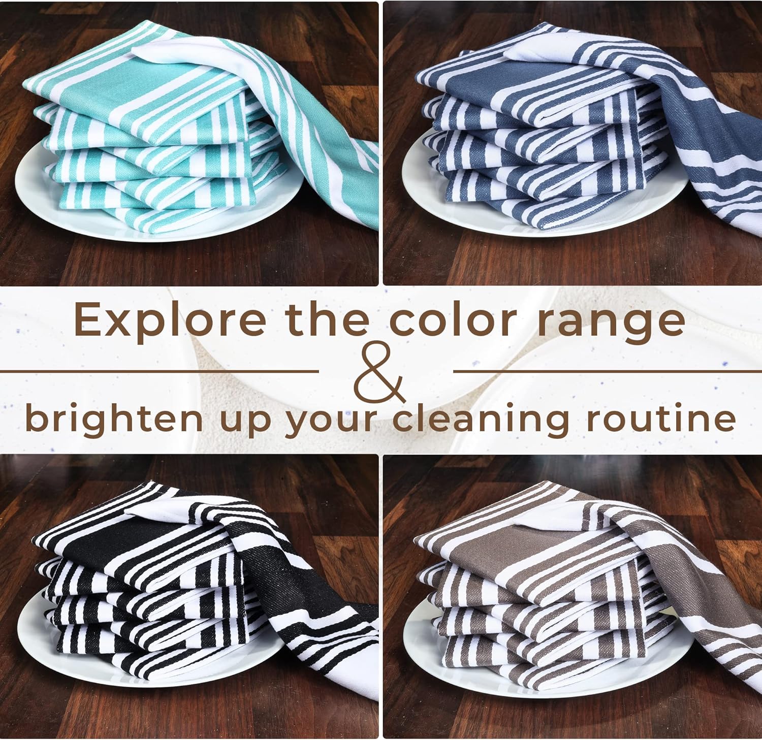 Urban Villa Cotton Dish Cloth Set of 8 - GreyWhite 1