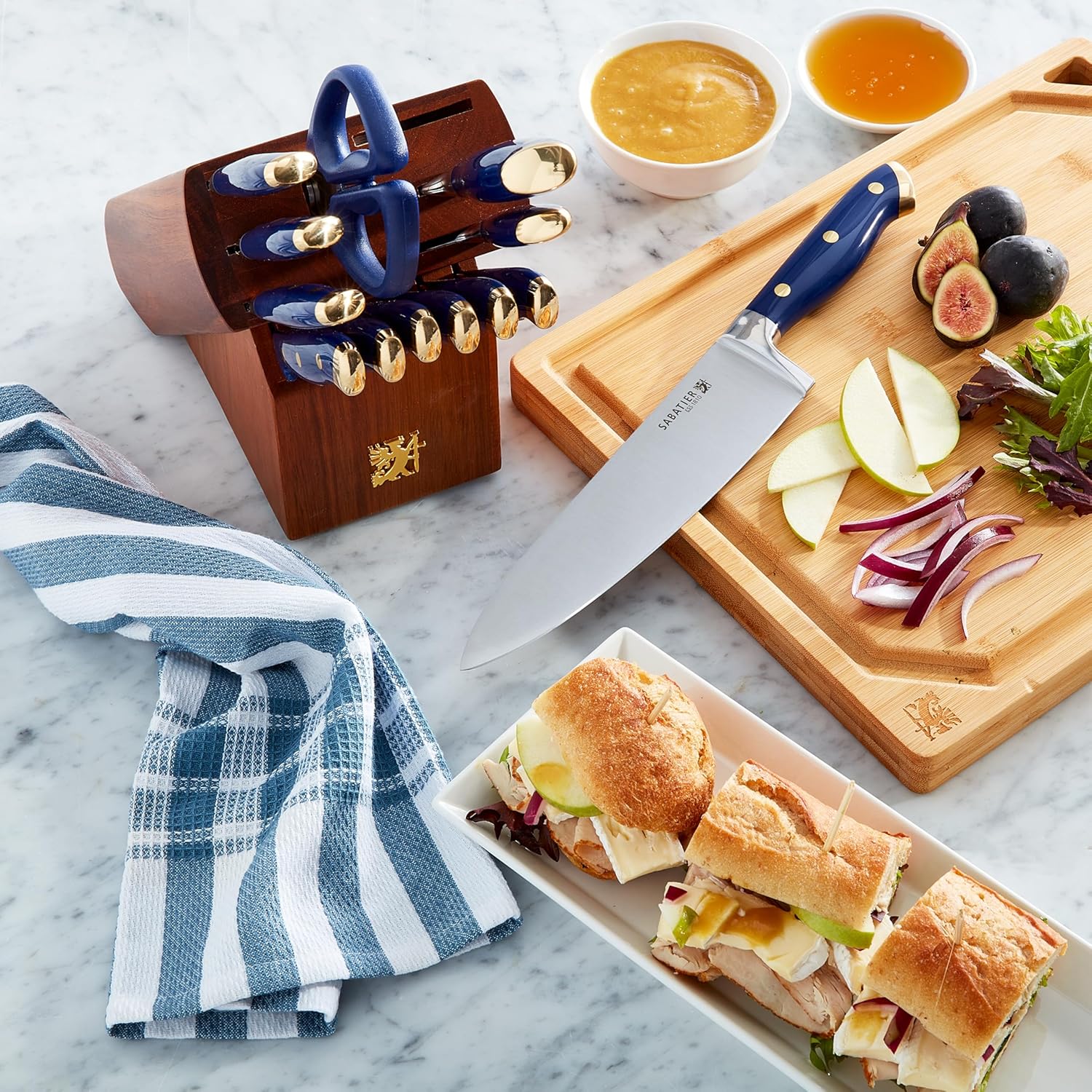 Sabatier 14-Piece Forged knives set with Acacia block