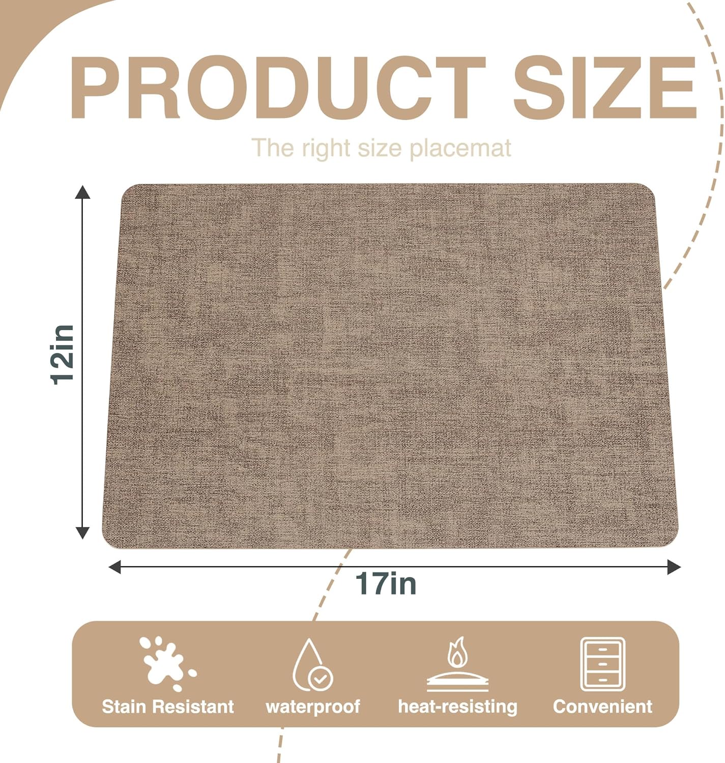 NCUE Faux Leather Place Mats Set of 6 Heat Resistant