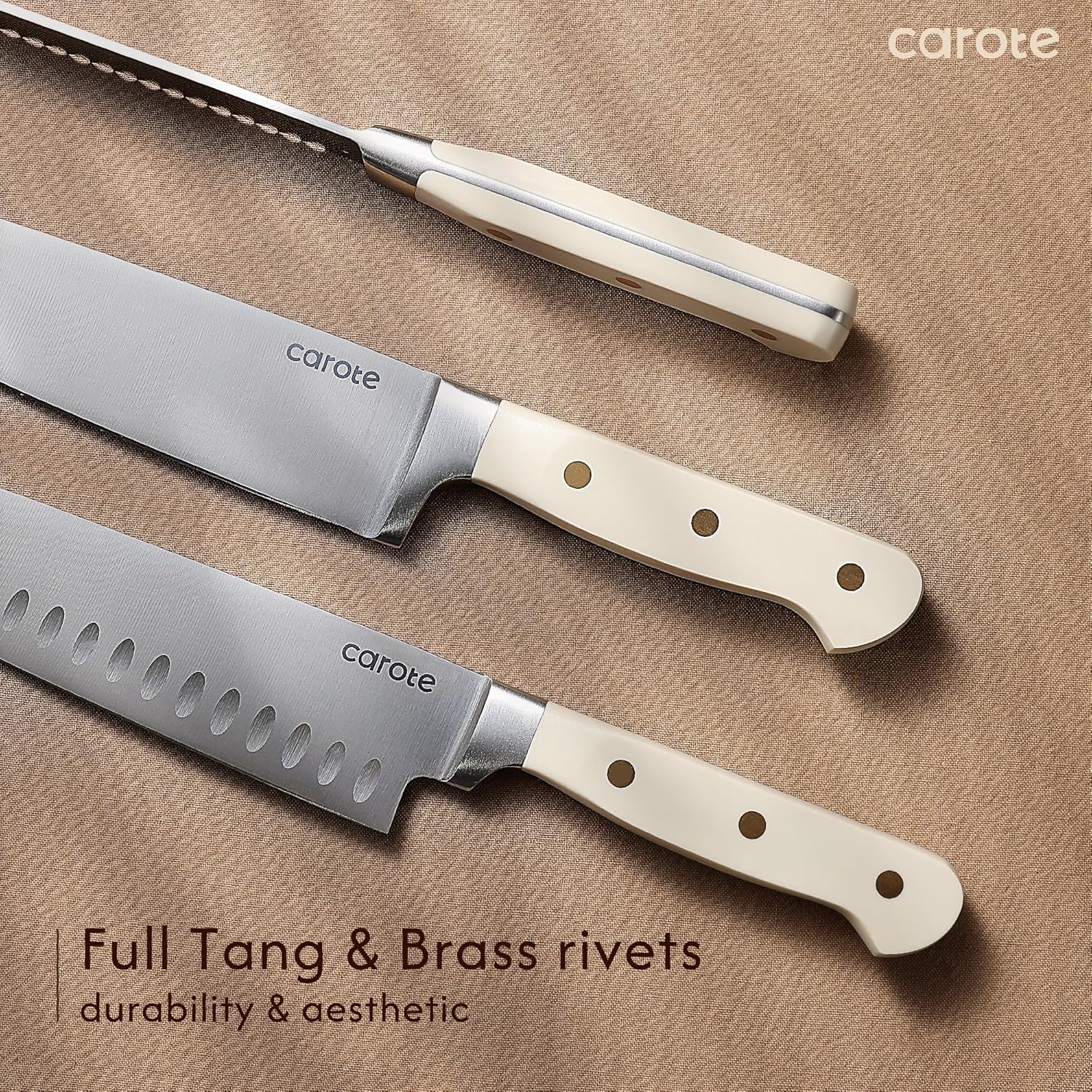 CAROTE 11PCS Knife Set with Block for Kitchen