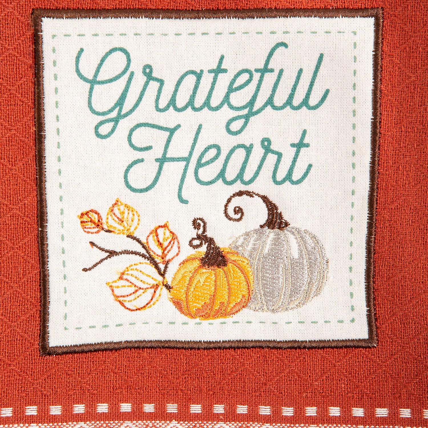 DII Fall Basics Collection Embellished 18x28 Dishtowel Set Thankful Grateful